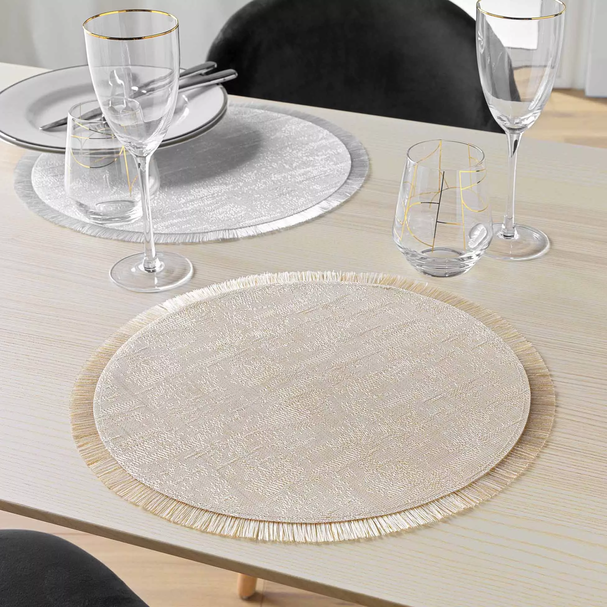 Set de table rond avec fils dorés JOALIE