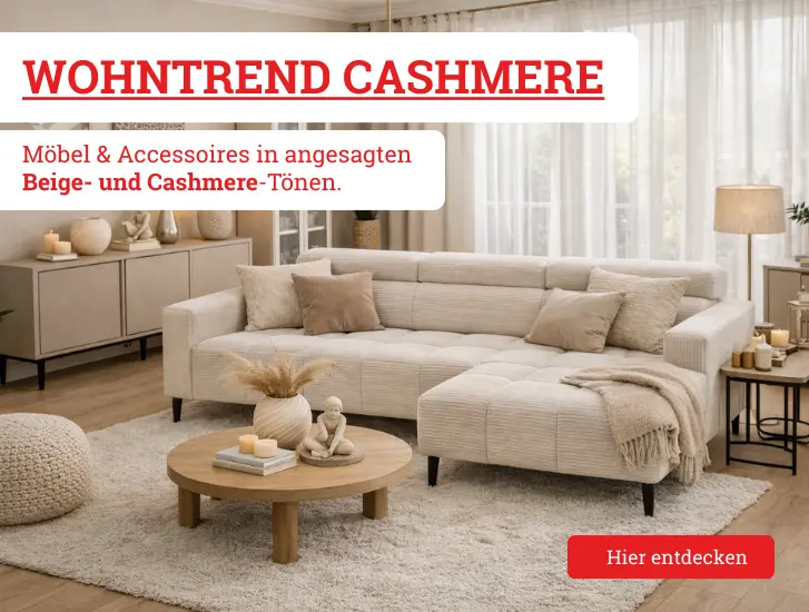 Wohntrend Cashmere - Möbel & Accessoires in angesagten Beige- und Cashmere-Tönen. Hier entdecken>
