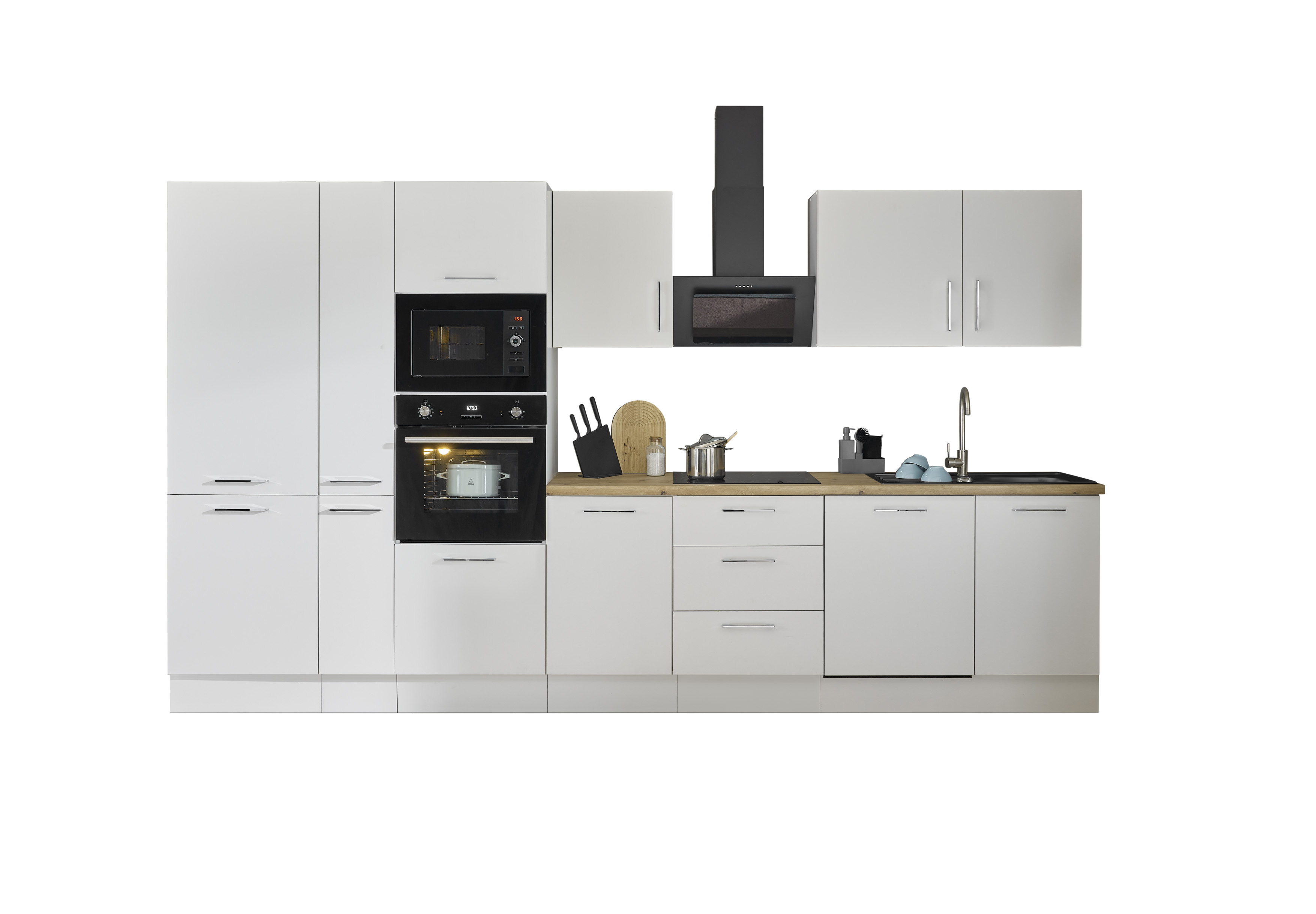 Bloc cuisine avec électroménager CORNWALL (bloc cuisine-four-lave-vaisselle-réfrigérateur-micro-ondes-armoire coulissantes) II Bloc cuisine avec électroménager CORNWALL (bloc cuisine-four-lave-vaisselle-réfrigérateur-micro-ondes-armoire coulissantes) II