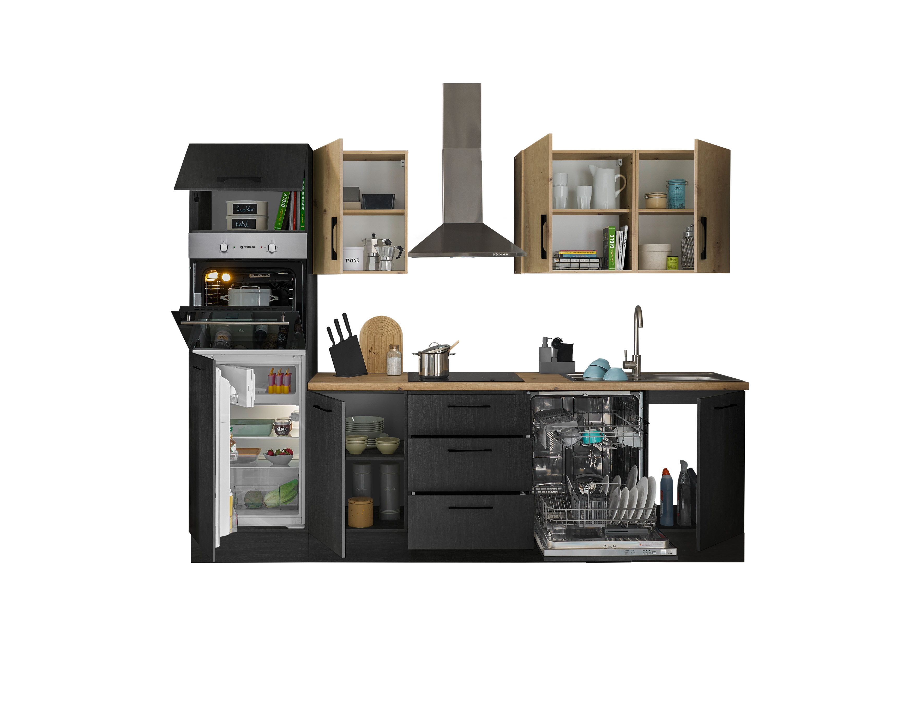 Bloc cuisine avec électroménager CORNWALL (bloc cuisine-four-réfrigérateur) IX