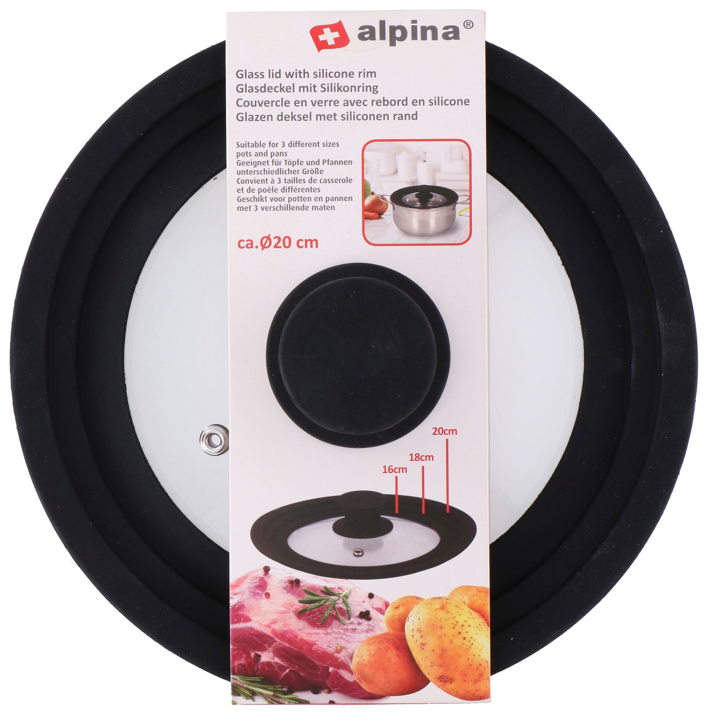 Couvercle en verre avec joint en silicone 20cm ALPINA