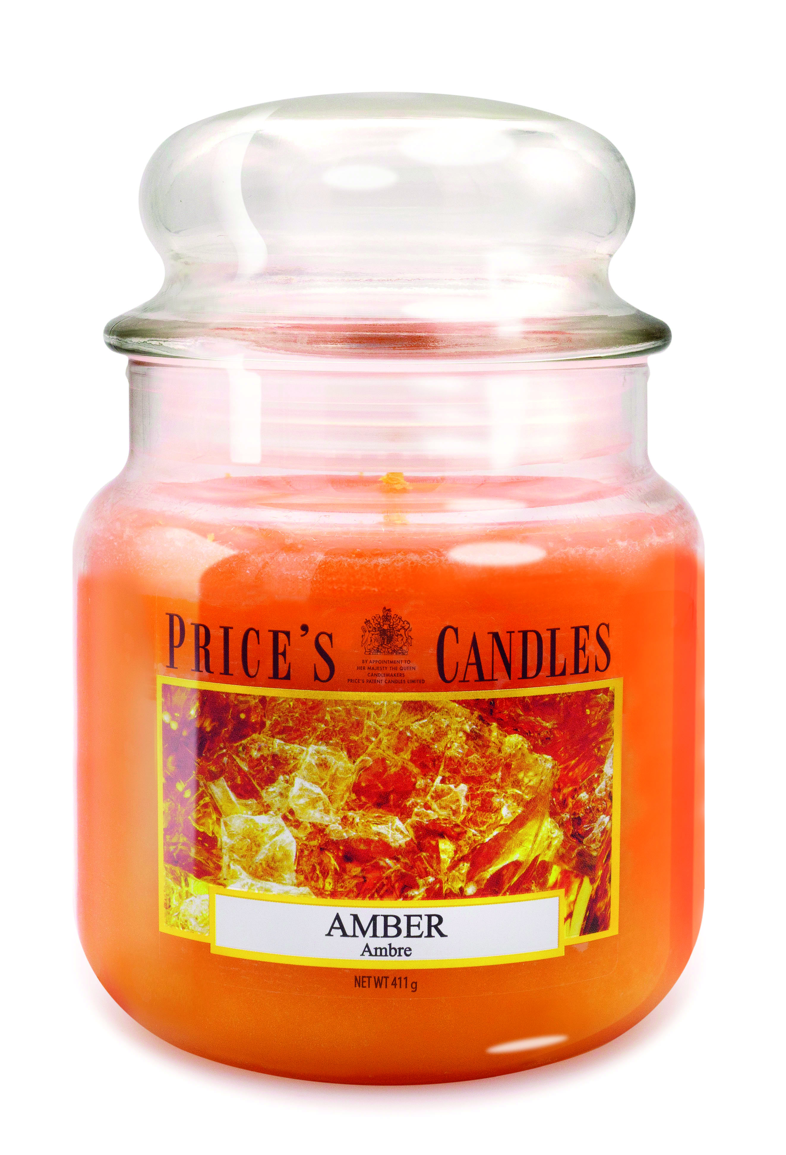 Bougie parfumée dans pot en verre avec couvercle Ambre PRICES Bougie parfumée dans pot en verre avec couvercle Ambre PRICES