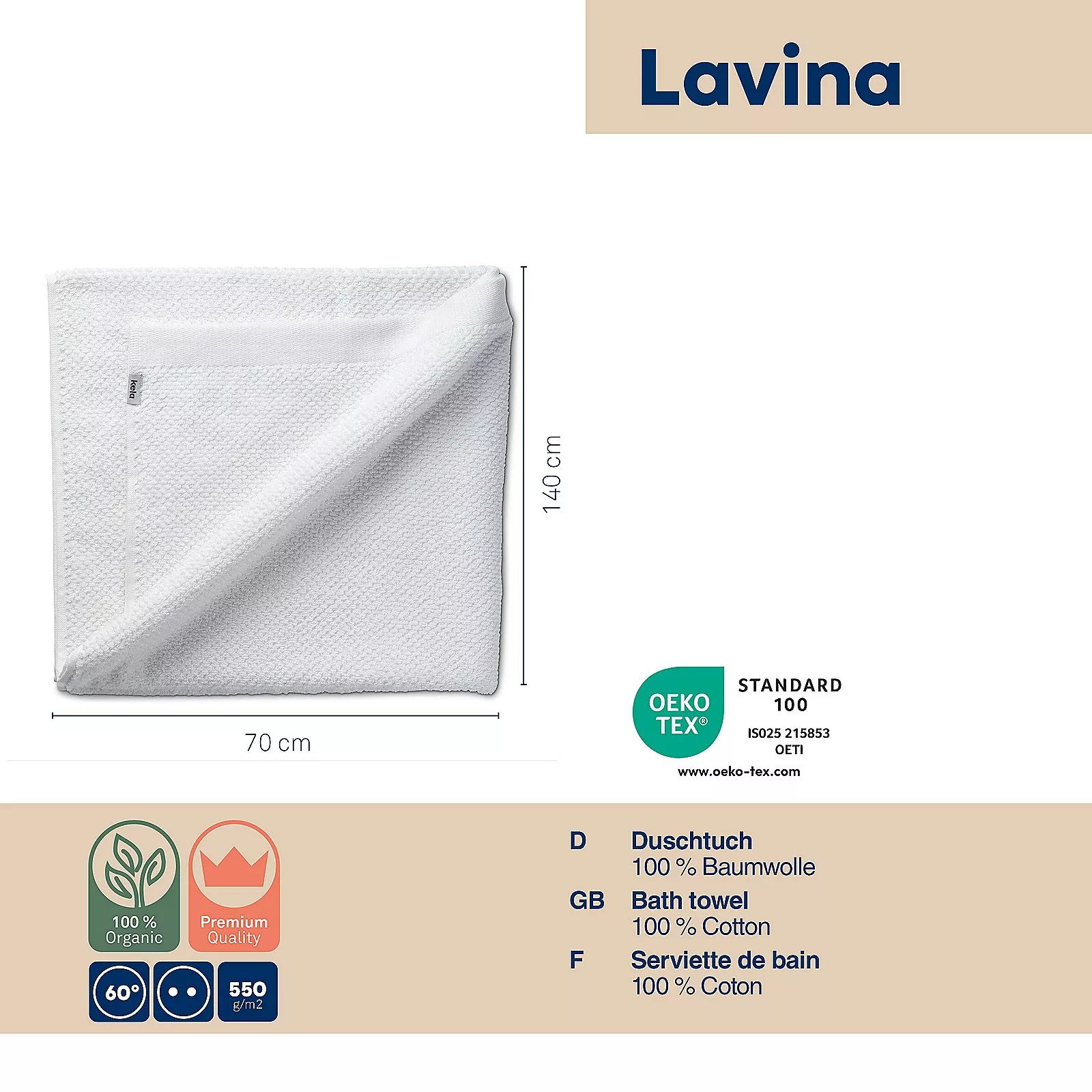 Duschtuch BIO Baumwolle LAVINIA