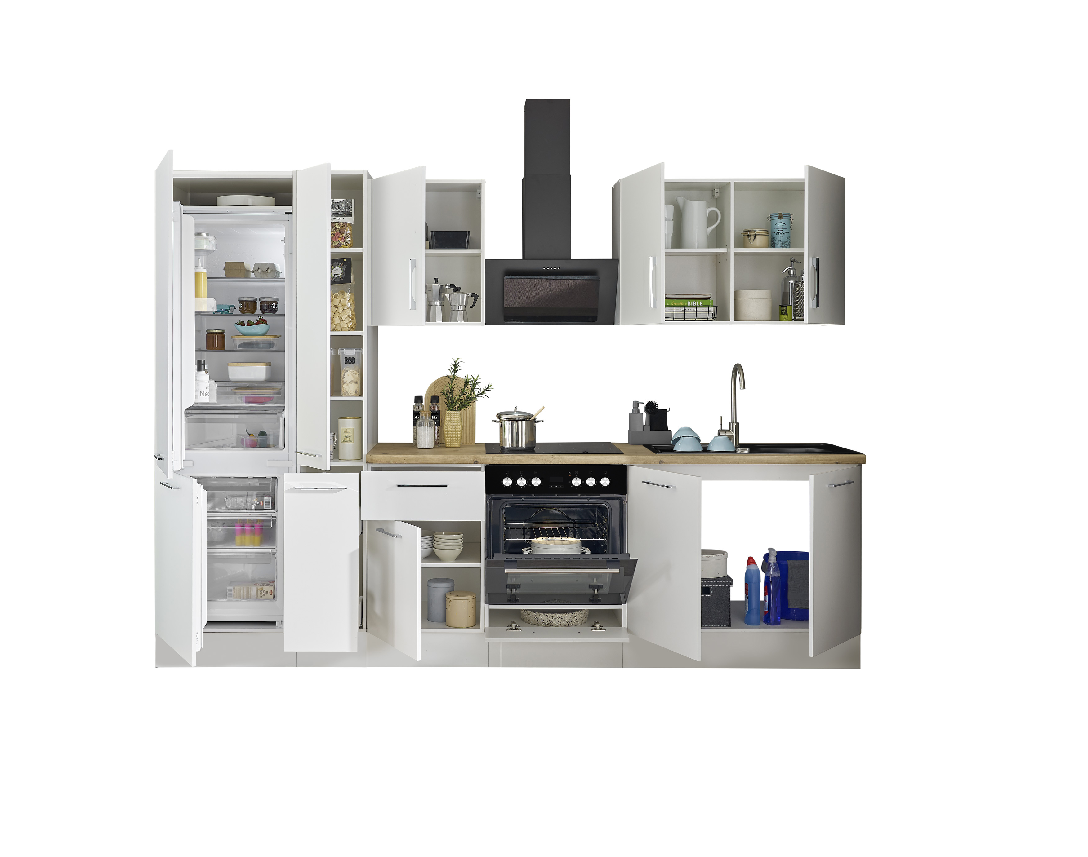 Küchenblock mit E-Geräten CORNWALL (Zeile-Kühlschrank-Apotheker) II