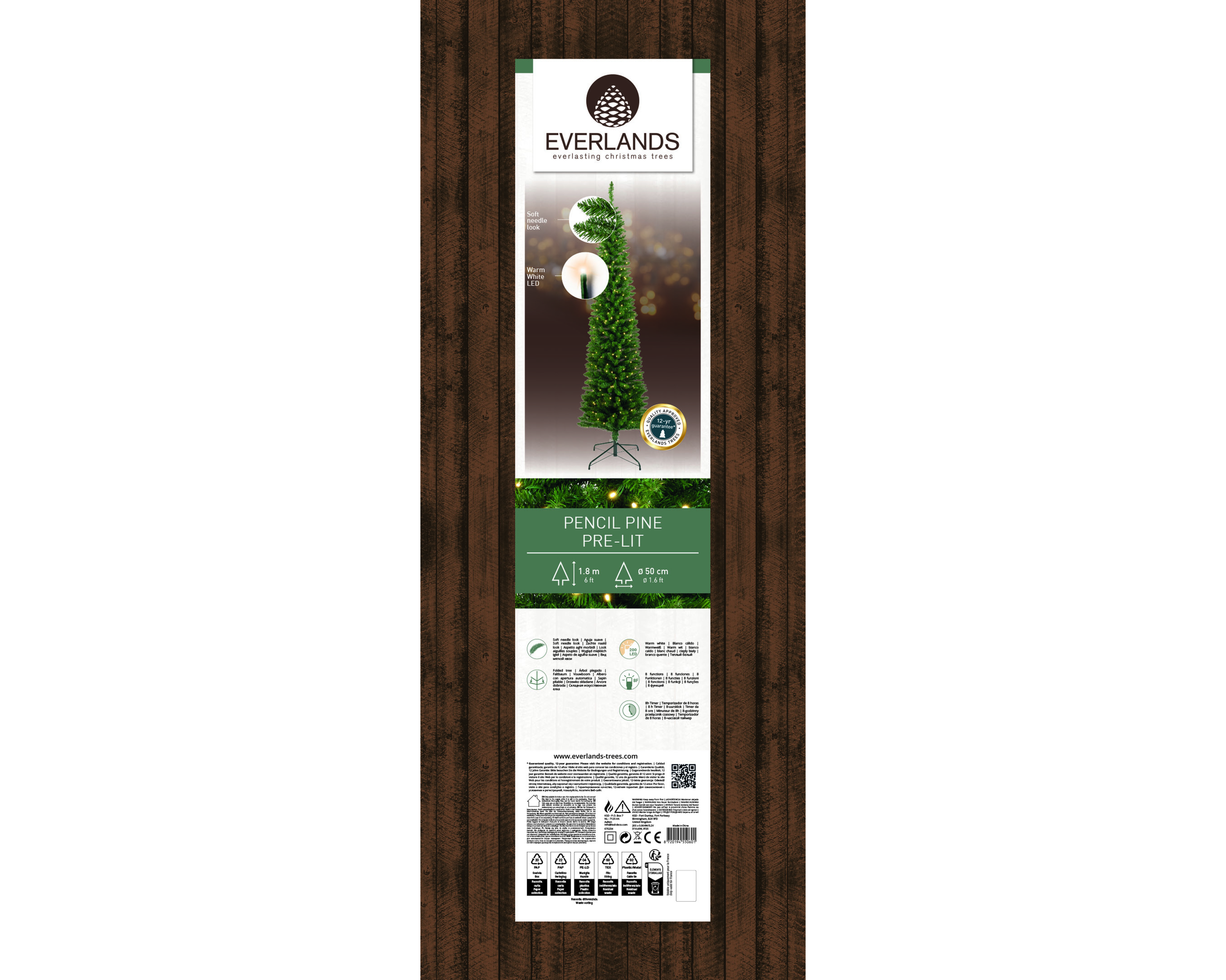 Tannenbaum 180cm mit LED Lichterkette  PENCIL KIEFER
