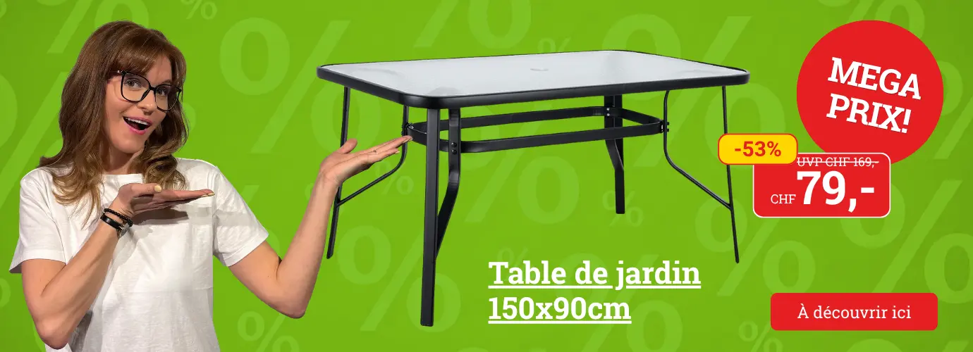 Profitez dès maintenant d'une super promo ! Table de jardin NADJA. Découvrez-la ici