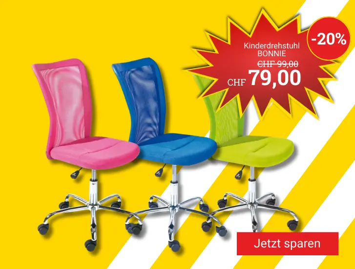 MEGA günstig! Kinderdrehstuhl Bonnie. In drei Farben erhältlich.