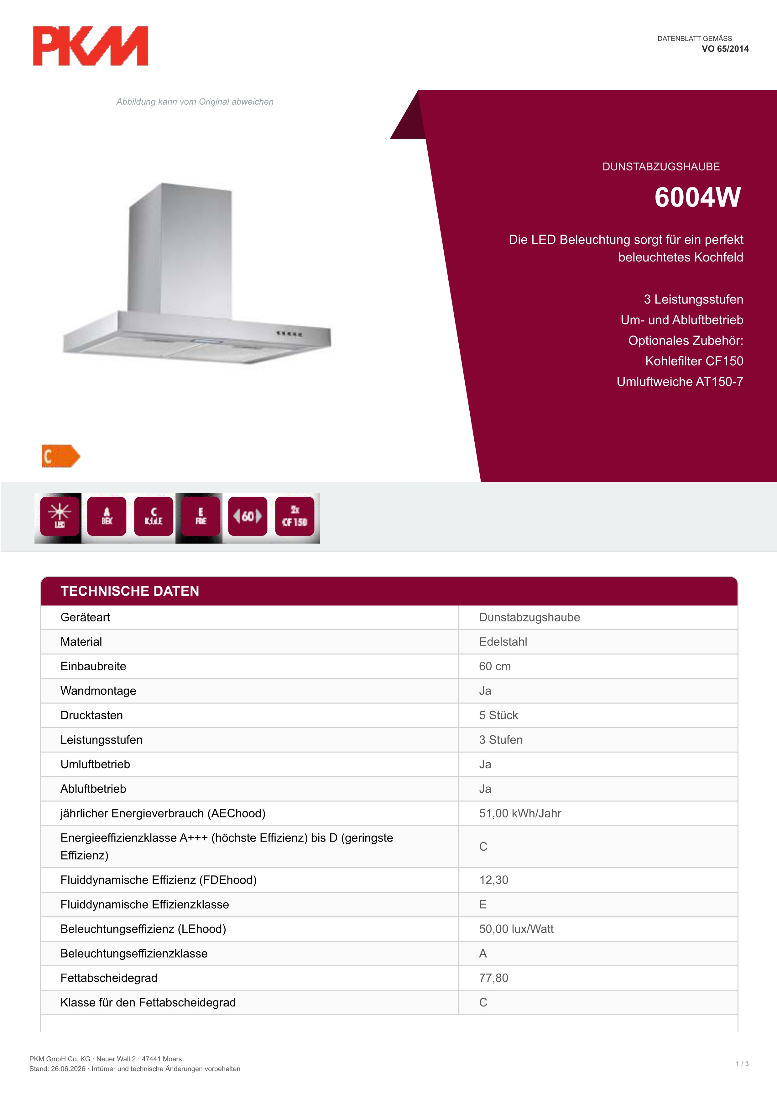 Hotte aspirante 6004W