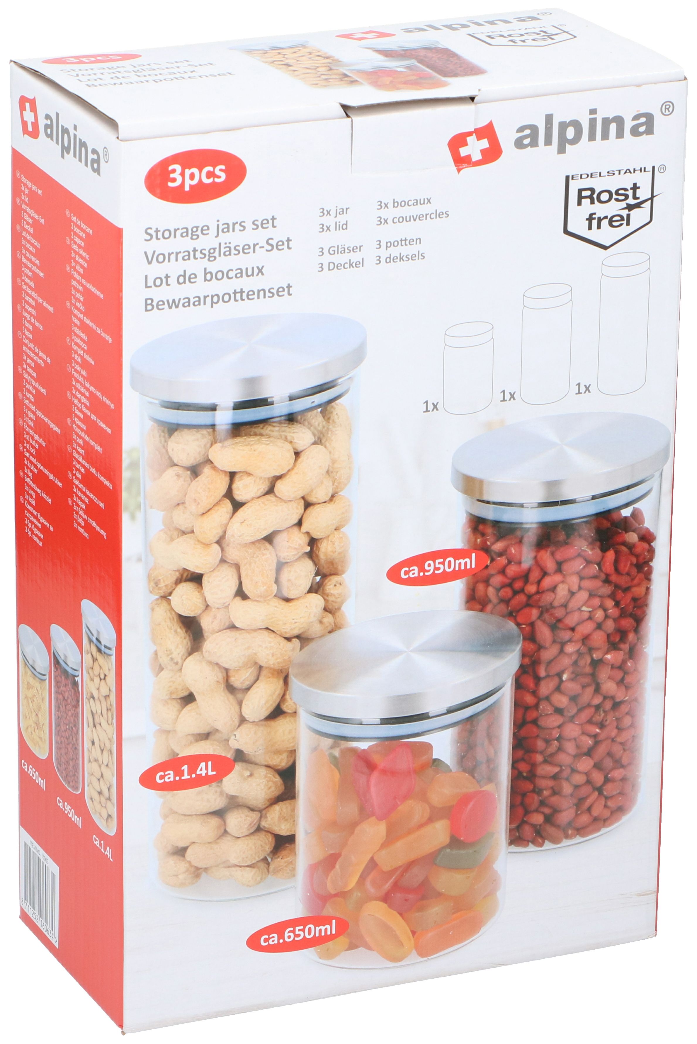 Lot de 3 bocaux en verre ALPINA Lot de 3 bocaux en verre ALPINA