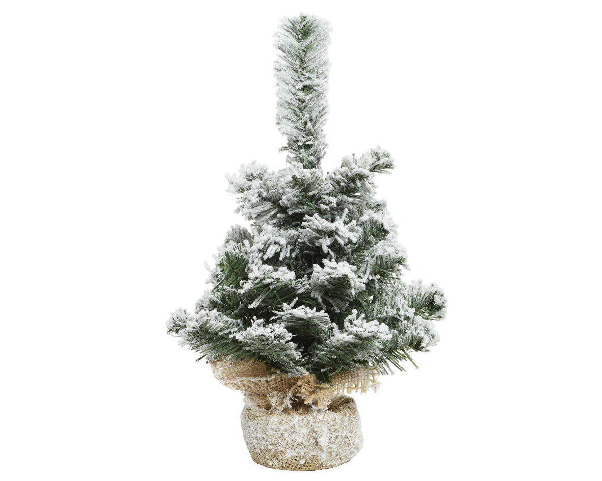Mini Baum im Jutesack beschneit SNOWY