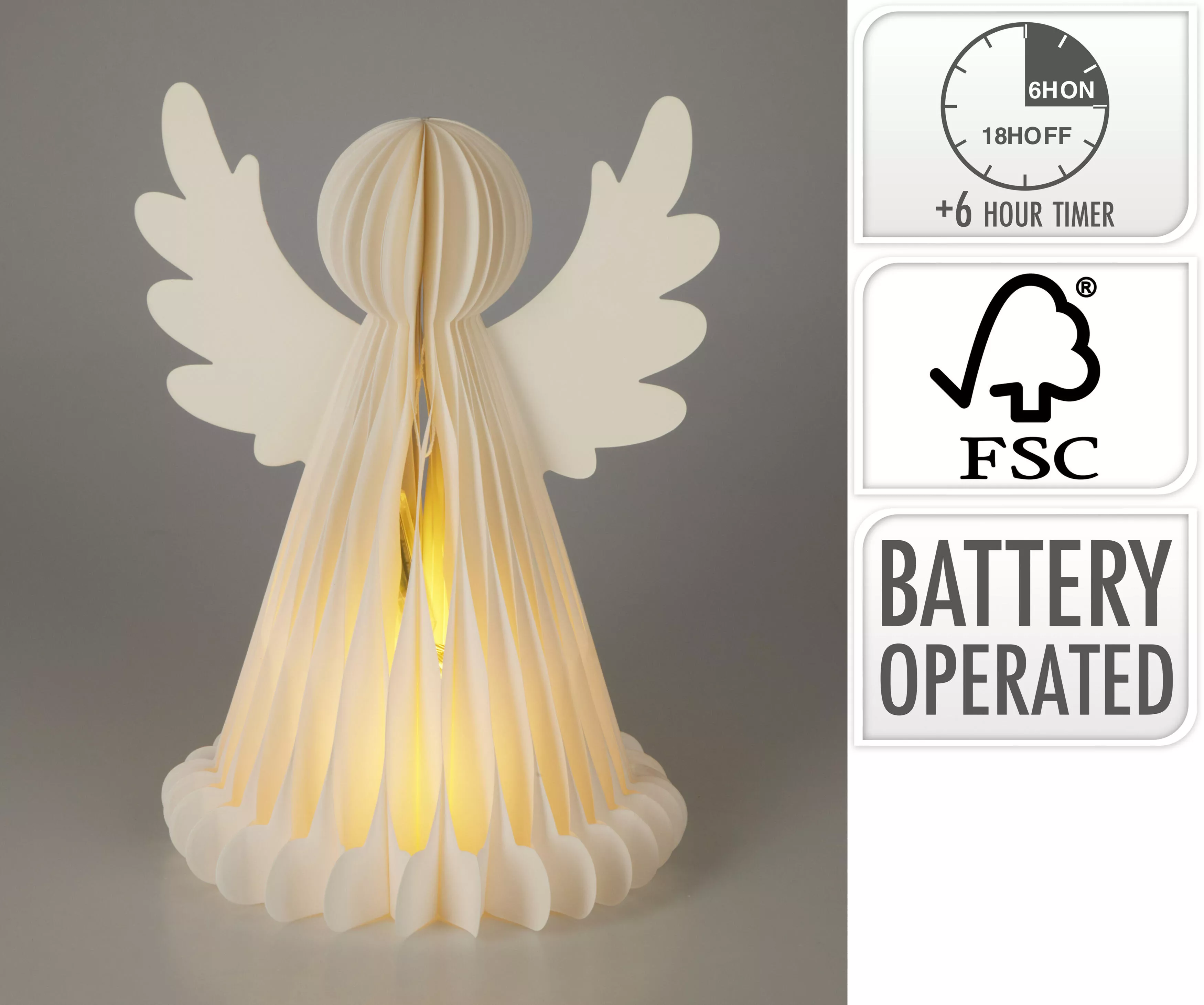 Ange en papier avec LED CHRISTMAS