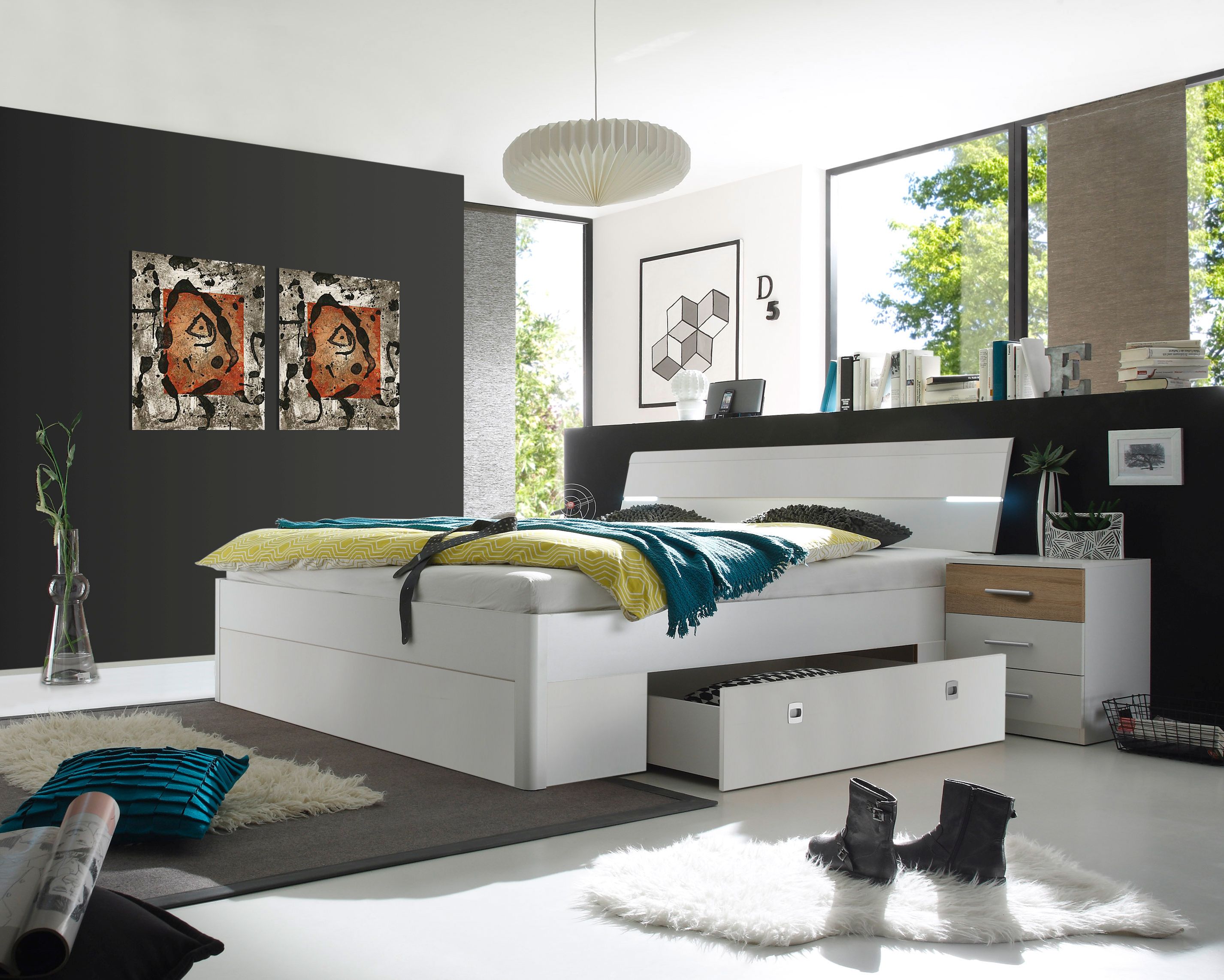 Lit boxspring cm et 2 chevets MARS