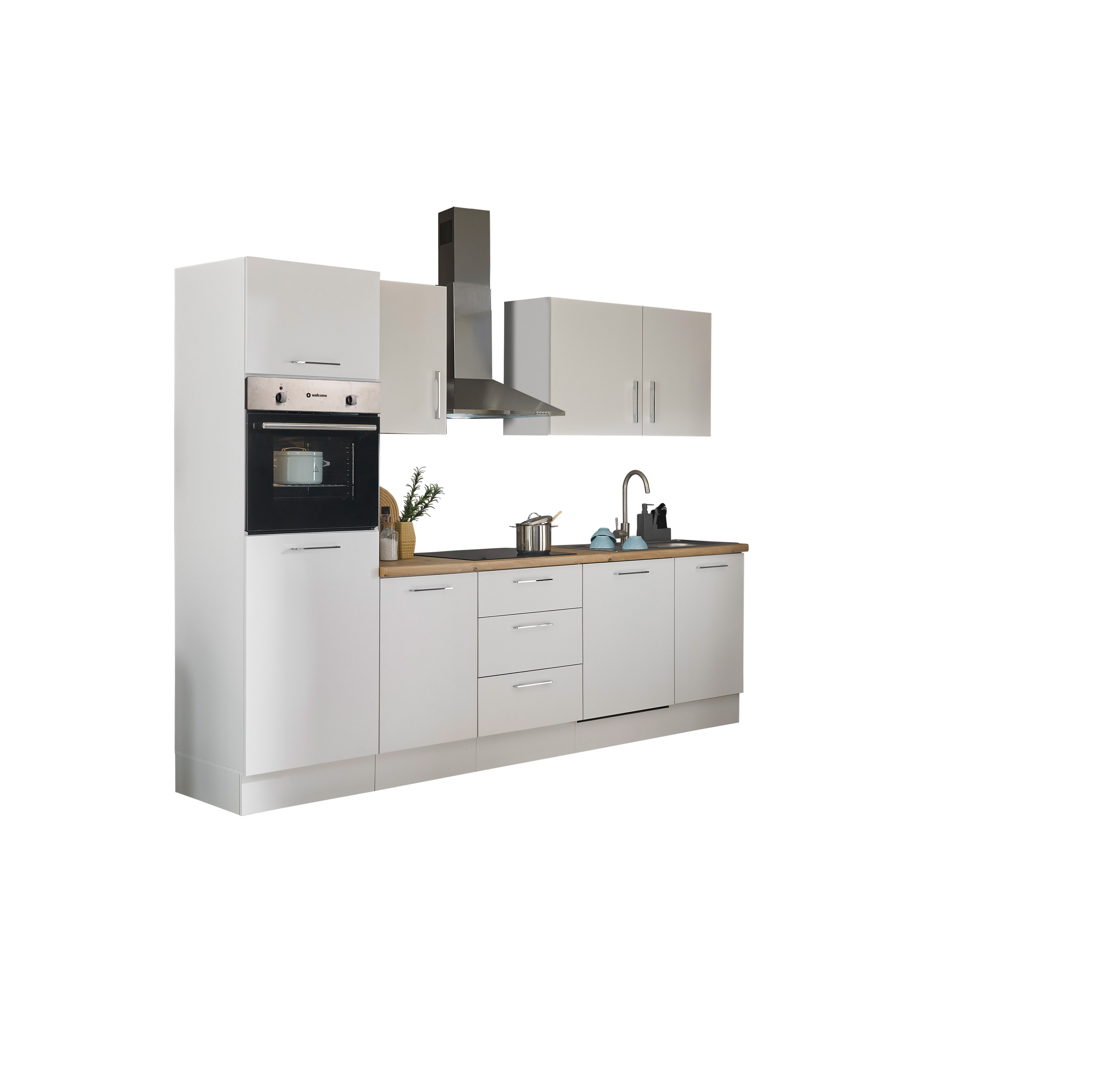 Küchenblock mit E-Geräten CORNWALL (Zeile-Backofen-Kühlschrank) III
