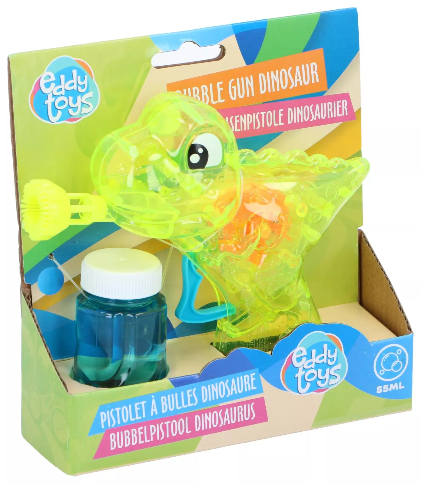 Seifenblasenpistole Dino mit LED BUBBLES