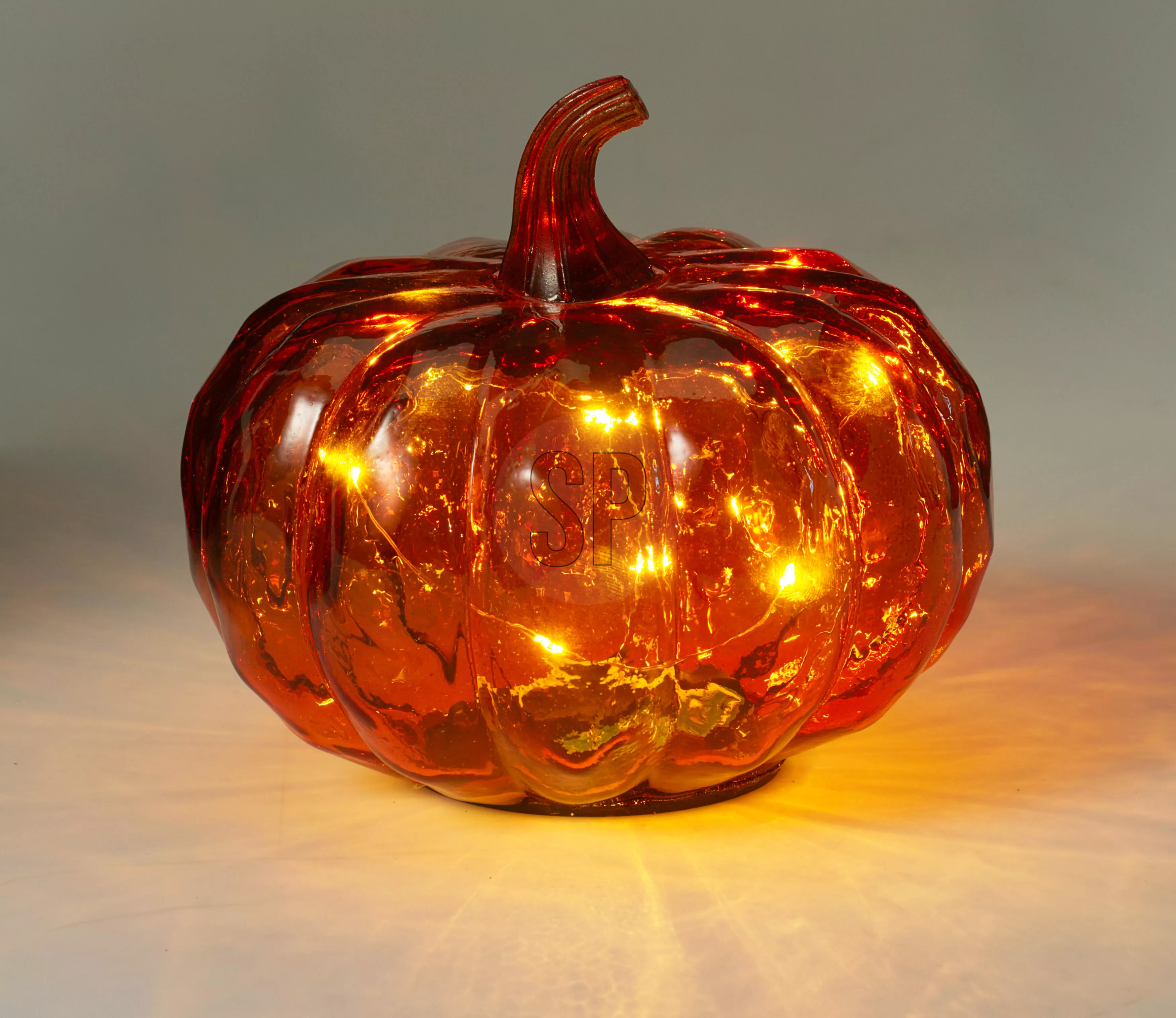 Citrouille en verre avec LED HERBST