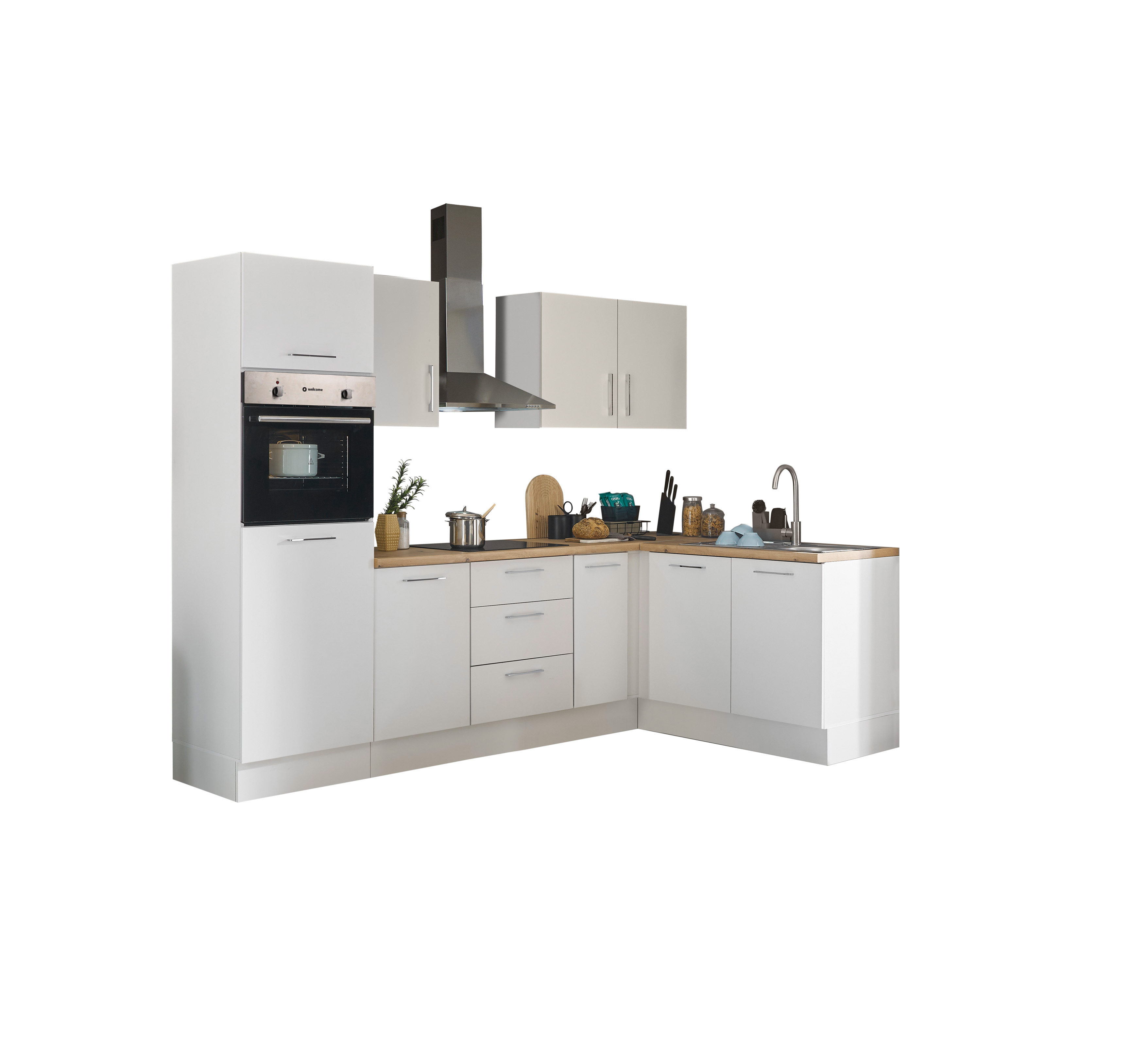 Bloc cuisine avec électroménager CORNWALL (cuisine d'angle-four-réfrigérateur) I Bloc cuisine avec électroménager CORNWALL (cuisine d'angle-four-réfrigérateur) I