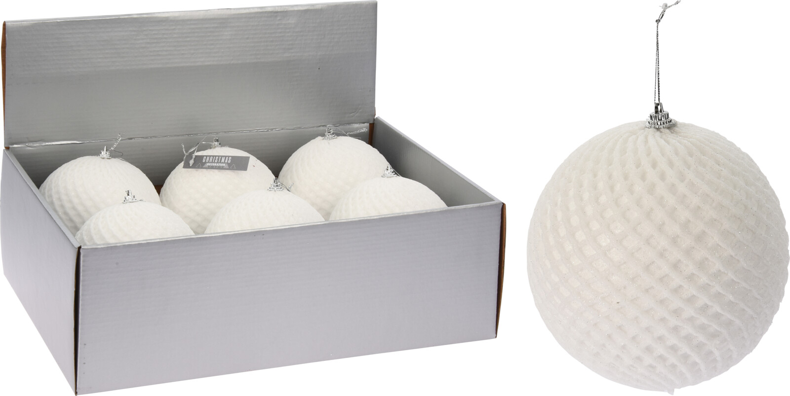 Boule de Noël ton blanc 12 cm STYLE