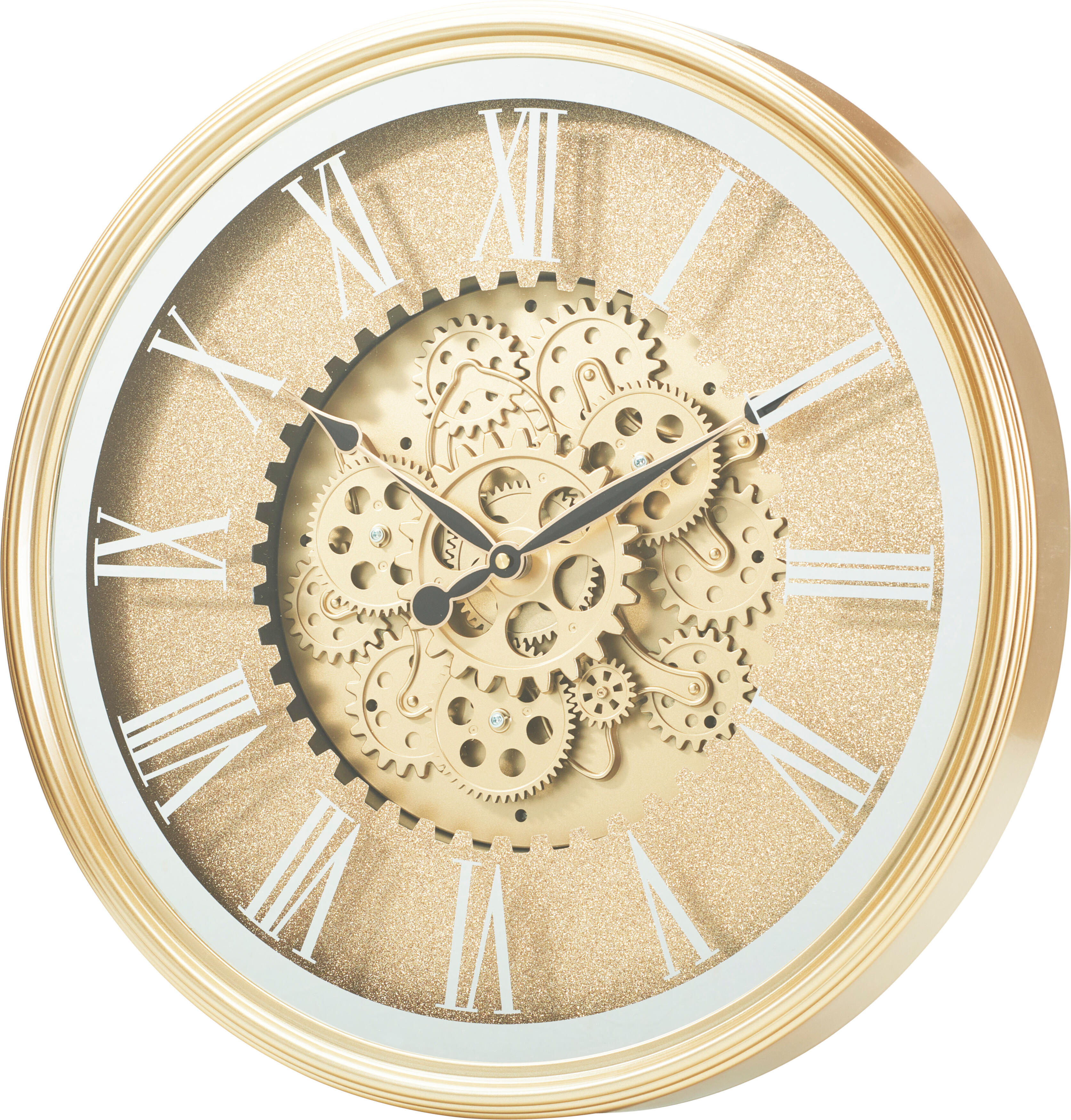 Horloge murale dorée à paillettes EH