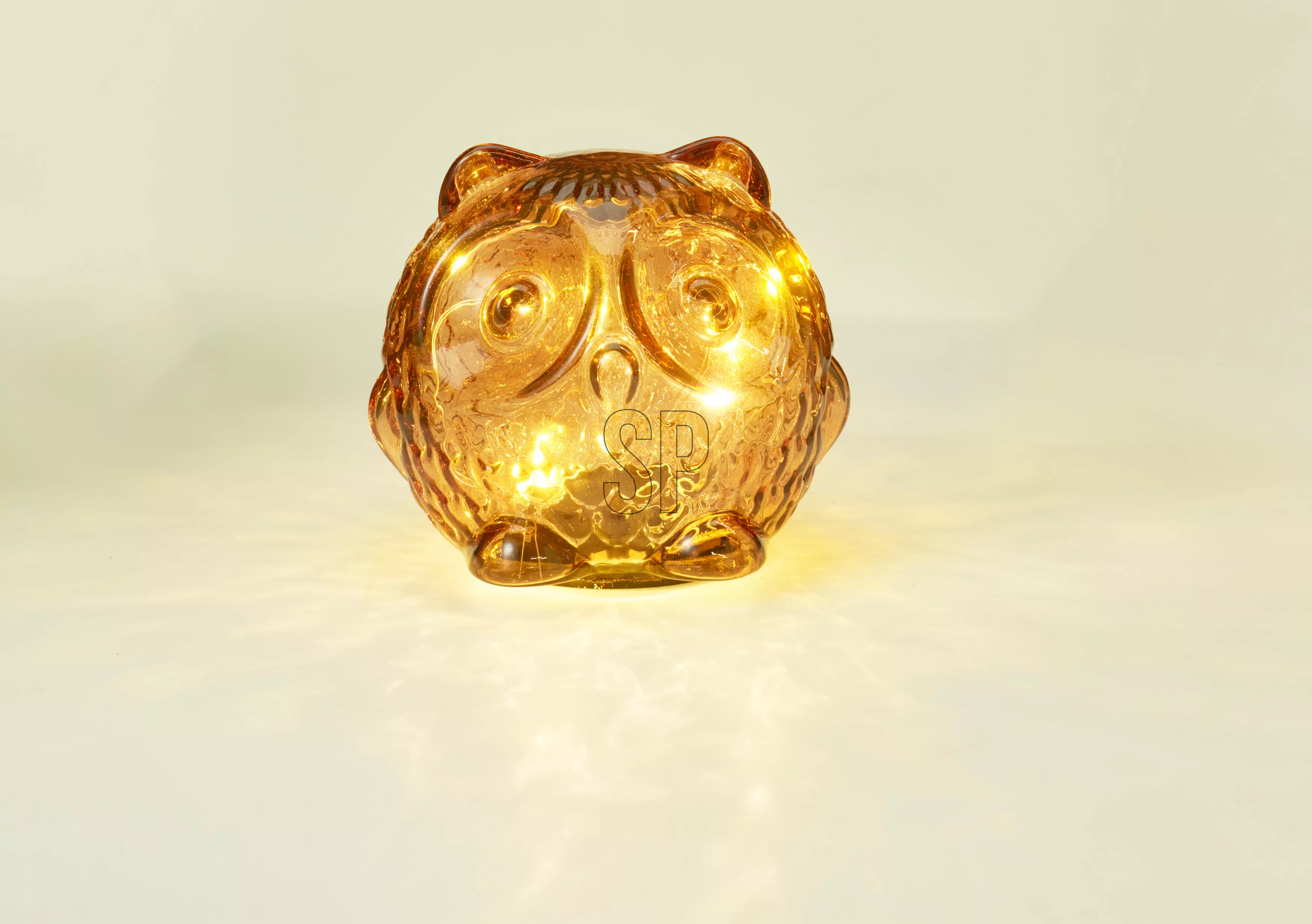 Eule Glas mit LED HERBST