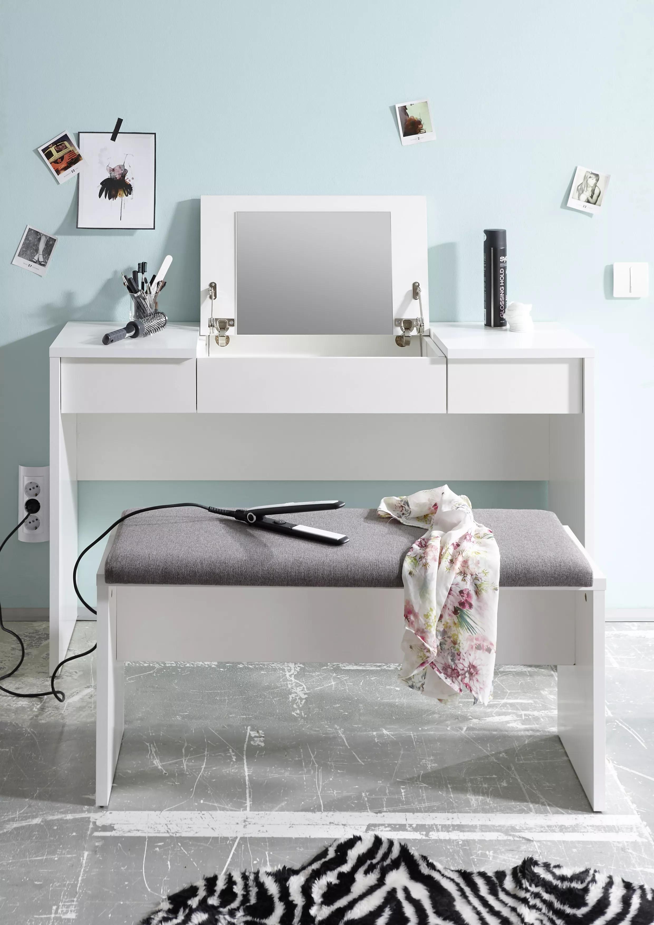 Coiffeuse avec banc BRISTOL