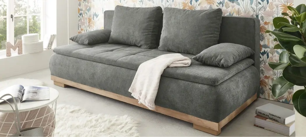 Graues Schlafsofa MILA LUX.3DL mit hochwertiger Bonell-Polsterung. B/H/T ca. 208/93/105 cm