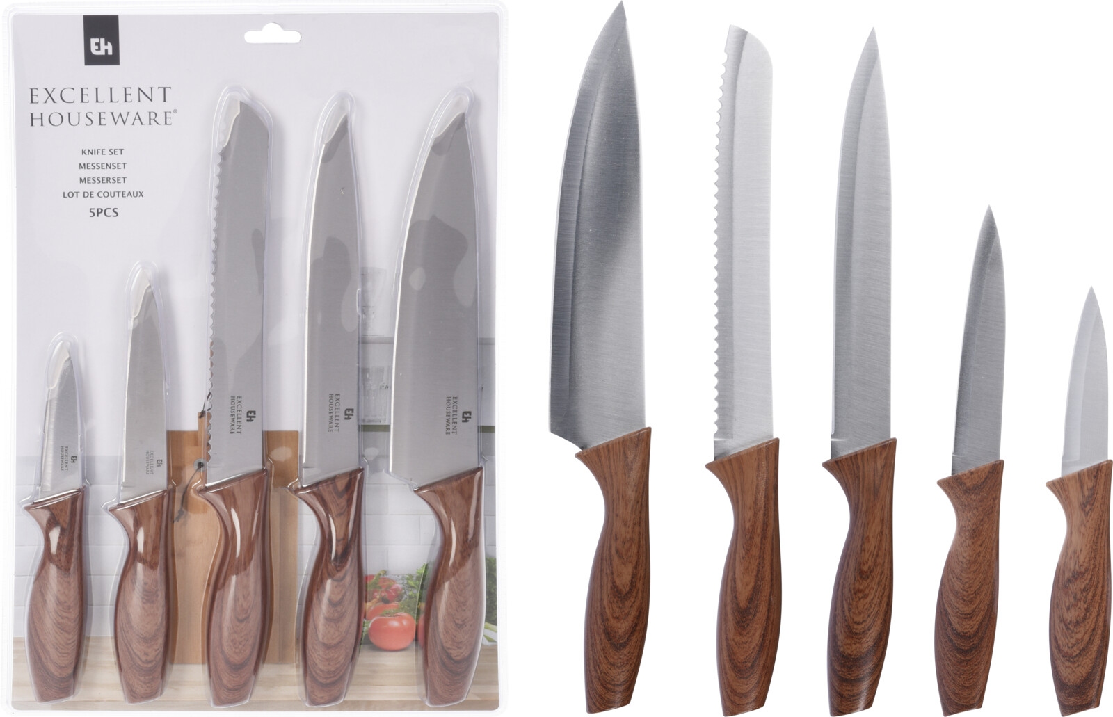 Lot de 5 couteaux ton marron Lot de 5 couteaux ton marron