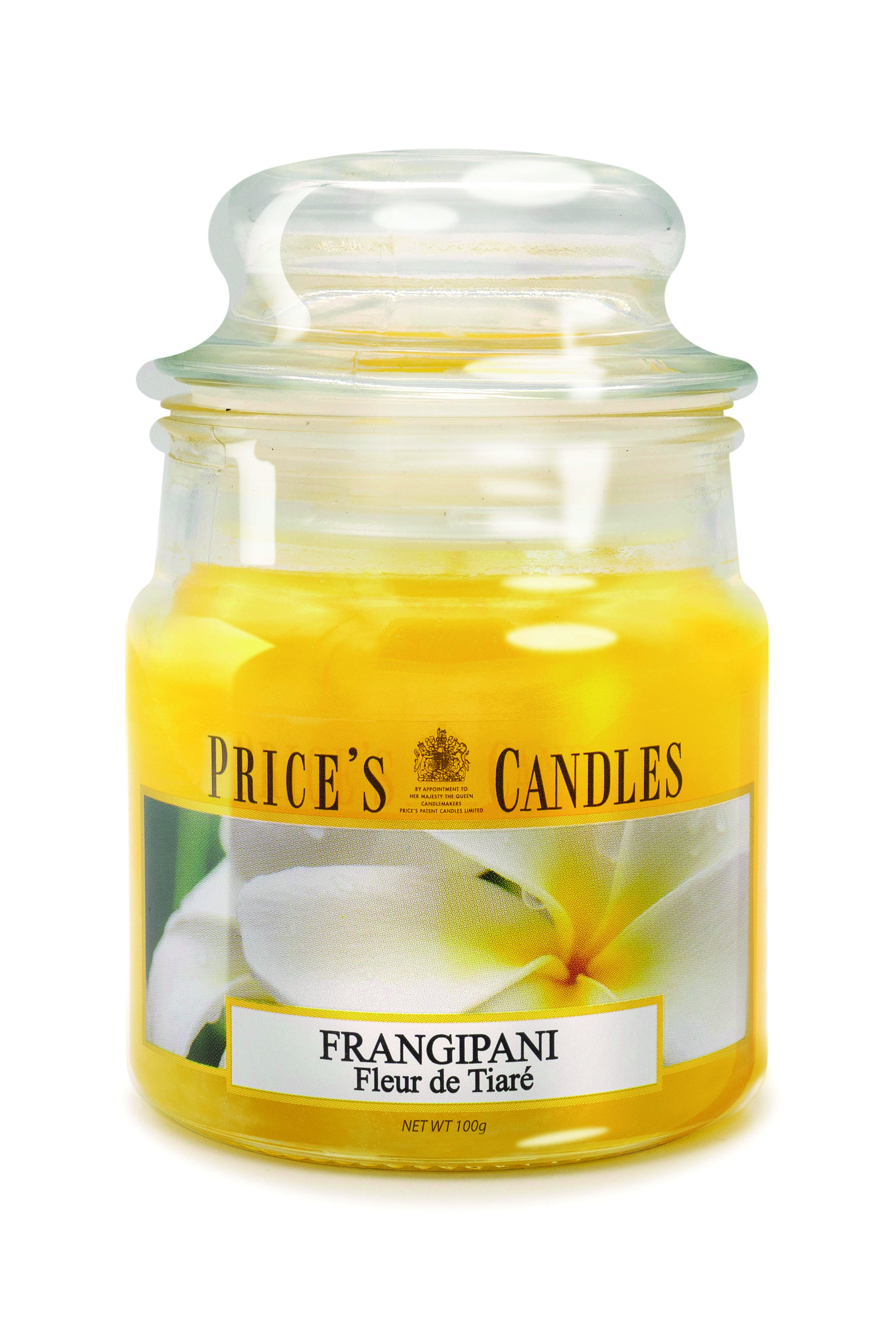 Bougie parfumée dans pot en verre avec couvercle Frangipani PRICES Bougie parfumée dans pot en verre avec couvercle Frangipani PRICES