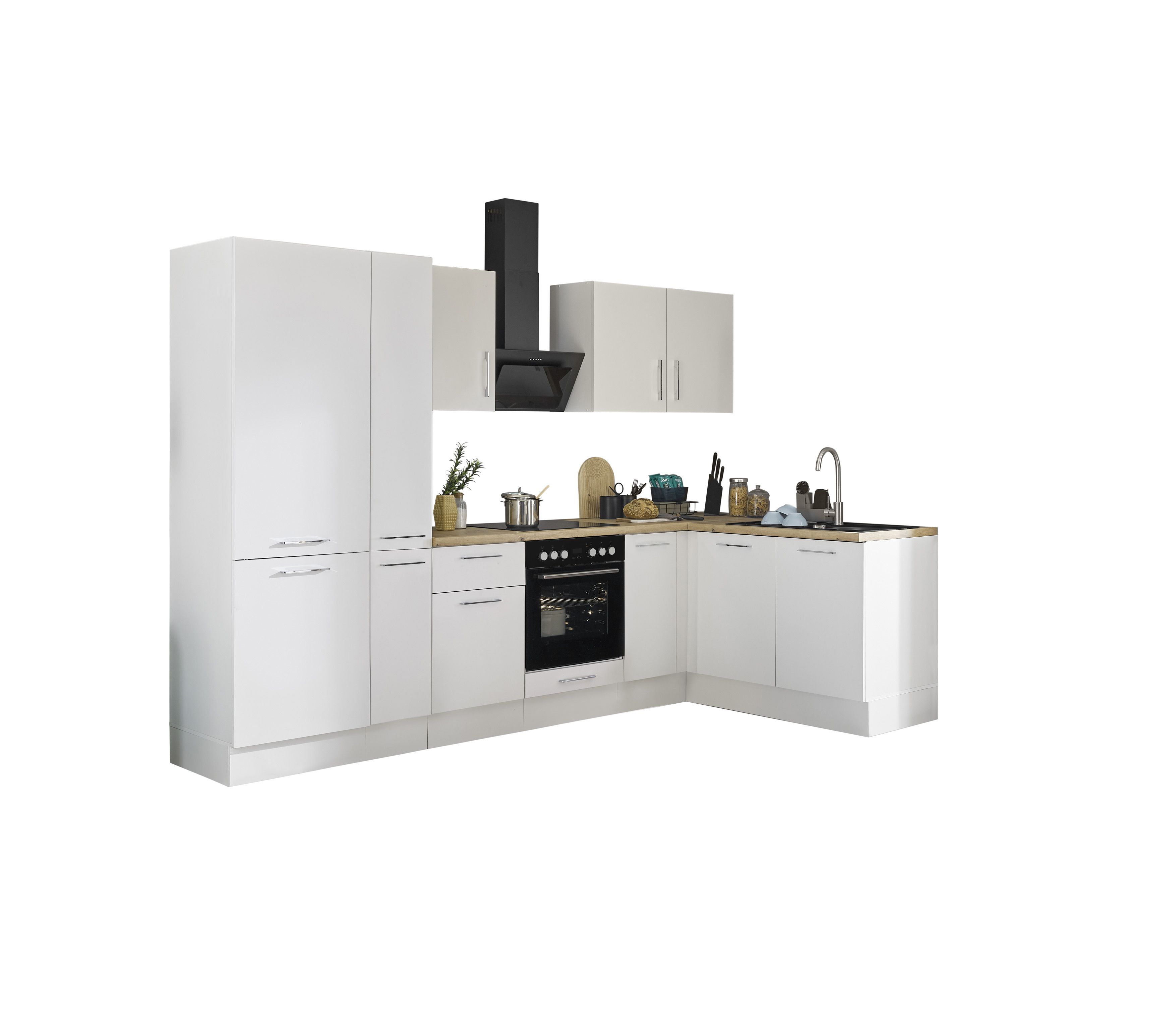 Bloc cuisine avec électroménager CORNWALL (cuisine d'angle-réfrigérateur-armoire coulissante) II Bloc cuisine avec électroménager CORNWALL (cuisine d'angle-réfrigérateur-armoire coulissante) II