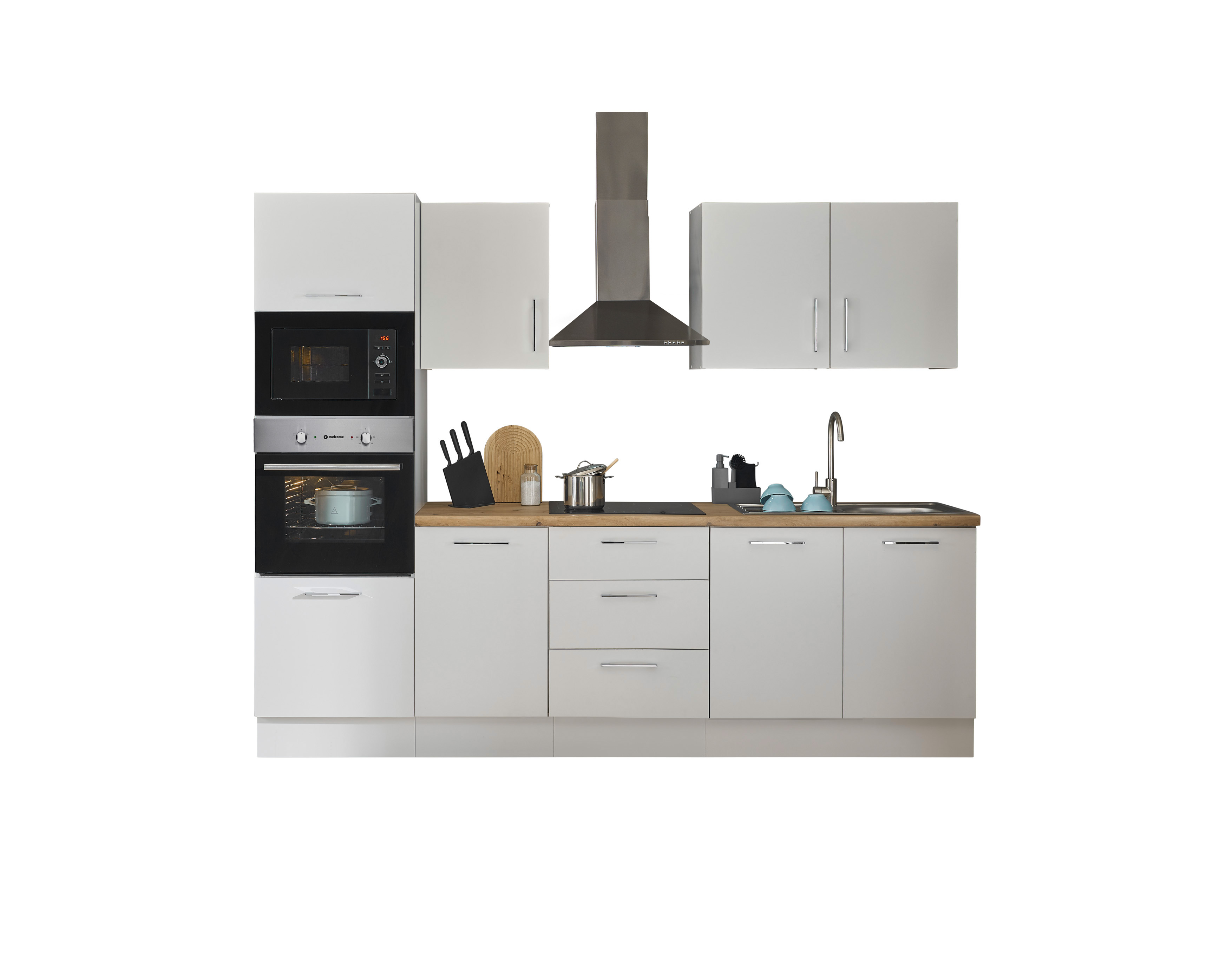 Küchenblock mit E-Geräten CORNWALL (Zeile-Backofen-Mikrowelle) I Küchenblock mit E-Geräten CORNWALL (Zeile-Backofen-Mikrowelle) I