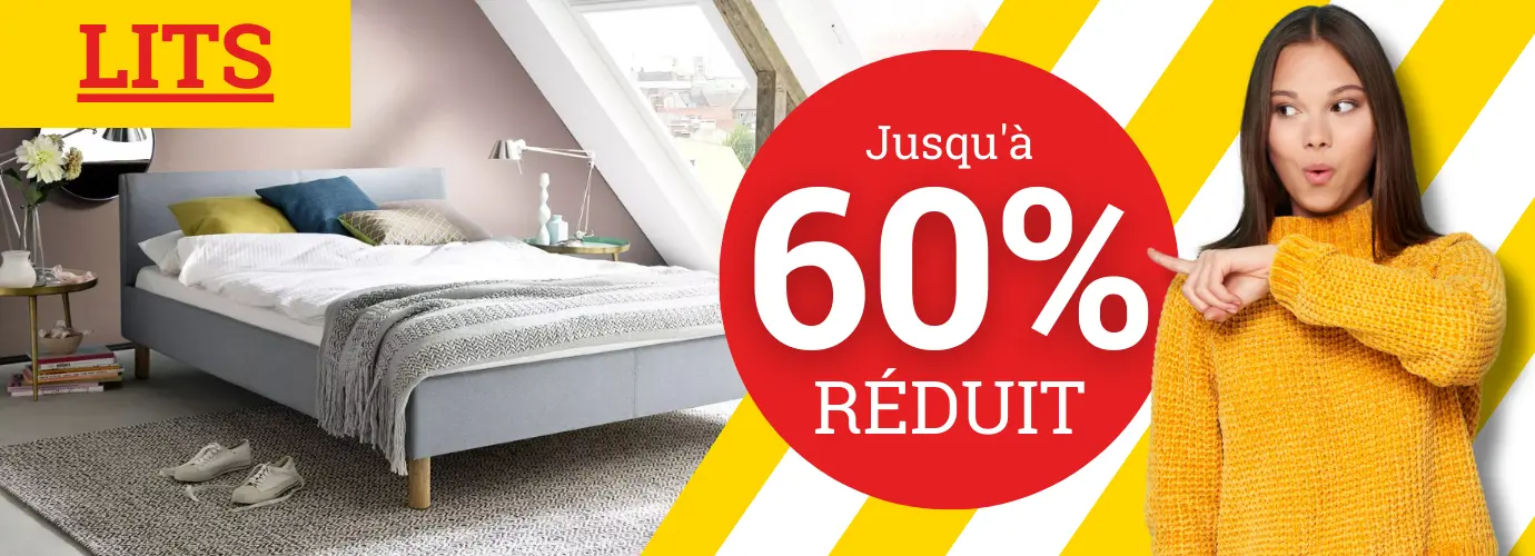 Lits jusqu'à 60% de réduction ! Économisez maintenant Lits jusqu'à 60% de réduction ! Économisez maintenant