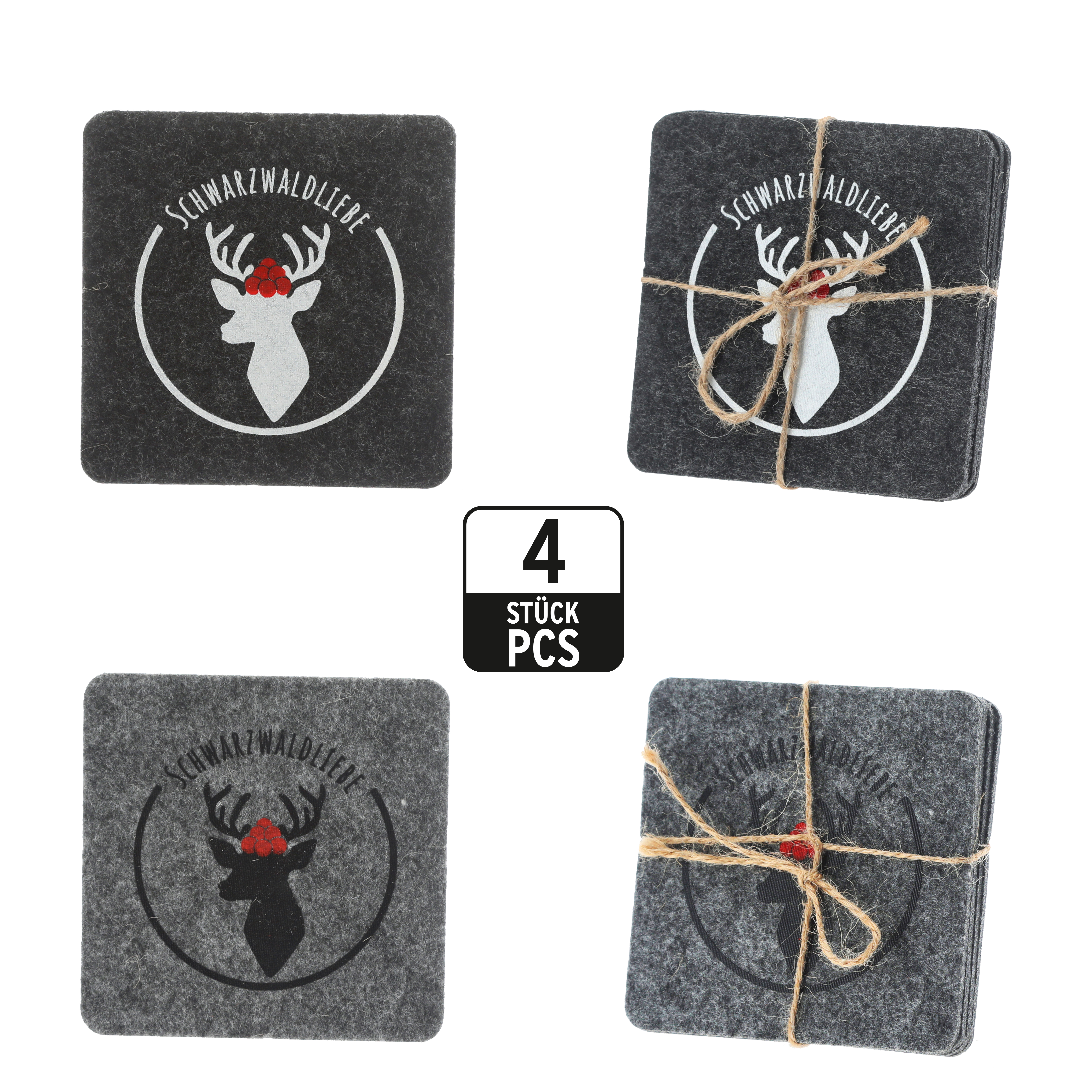 Lot de 4 sous-verres Schwarzwaldliebe FILZ