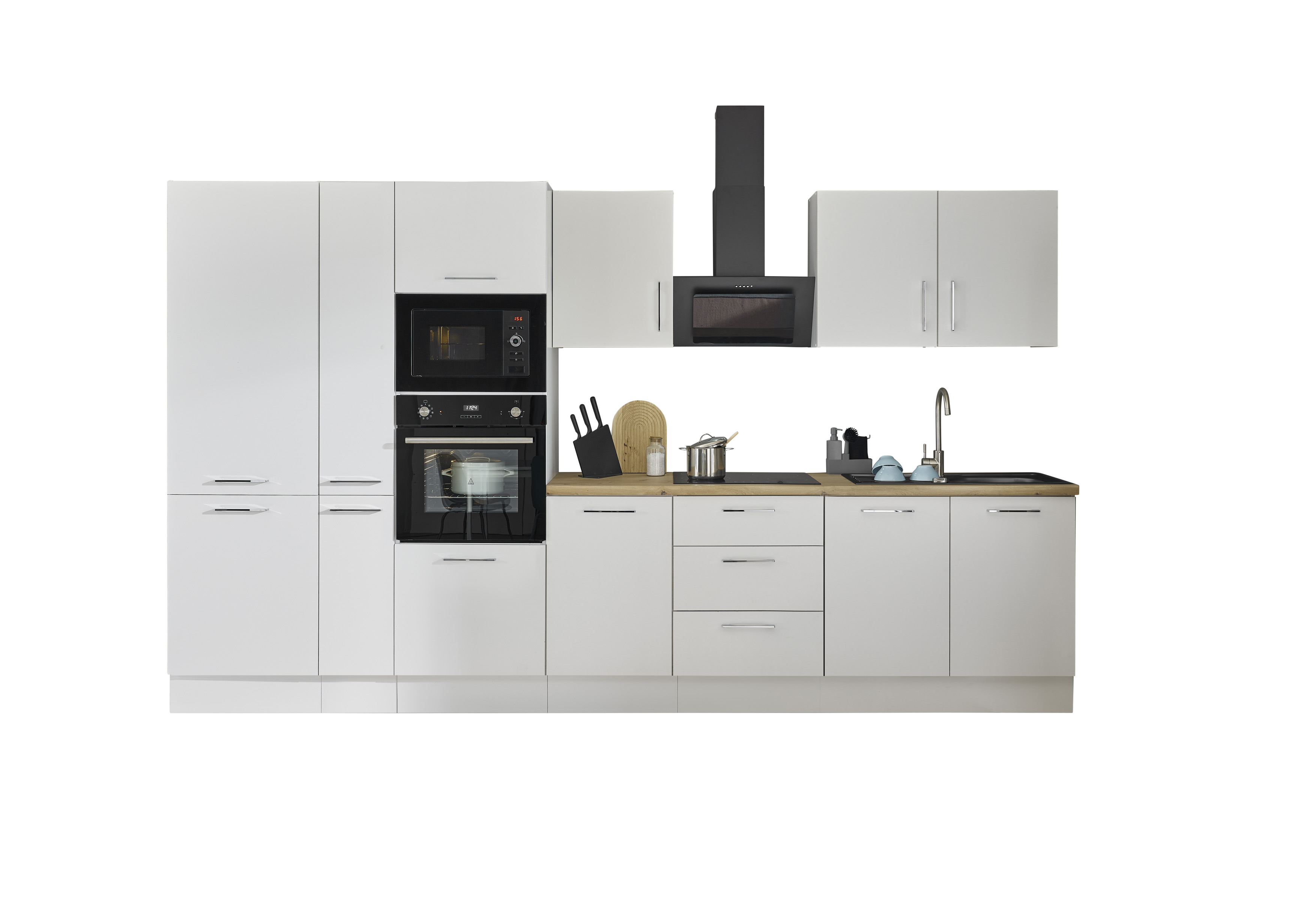 Bloc cuisine avec électroménager CORNWALL (bloc cuisine-four-réfrigérateur-micro-ondes-armoire coulissante) II Bloc cuisine avec électroménager CORNWALL (bloc cuisine-four-réfrigérateur-micro-ondes-armoire coulissante) II