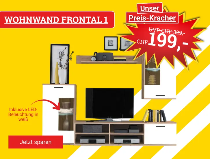 MEGA Preis! Wohnwand FRONTAL 1 -> hier sparen