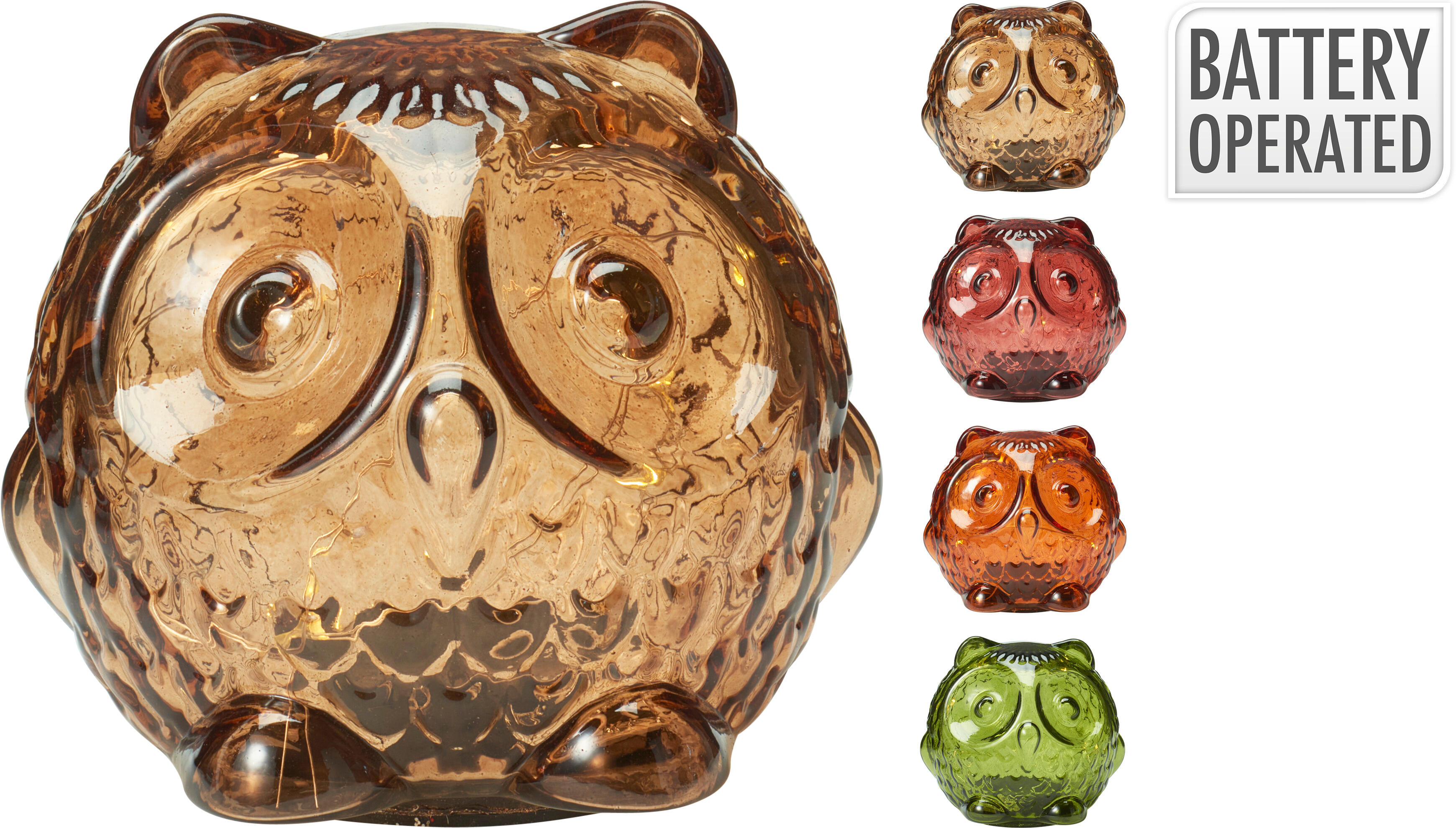 Eule Glas mit LED HERBST Eule Glas mit LED HERBST