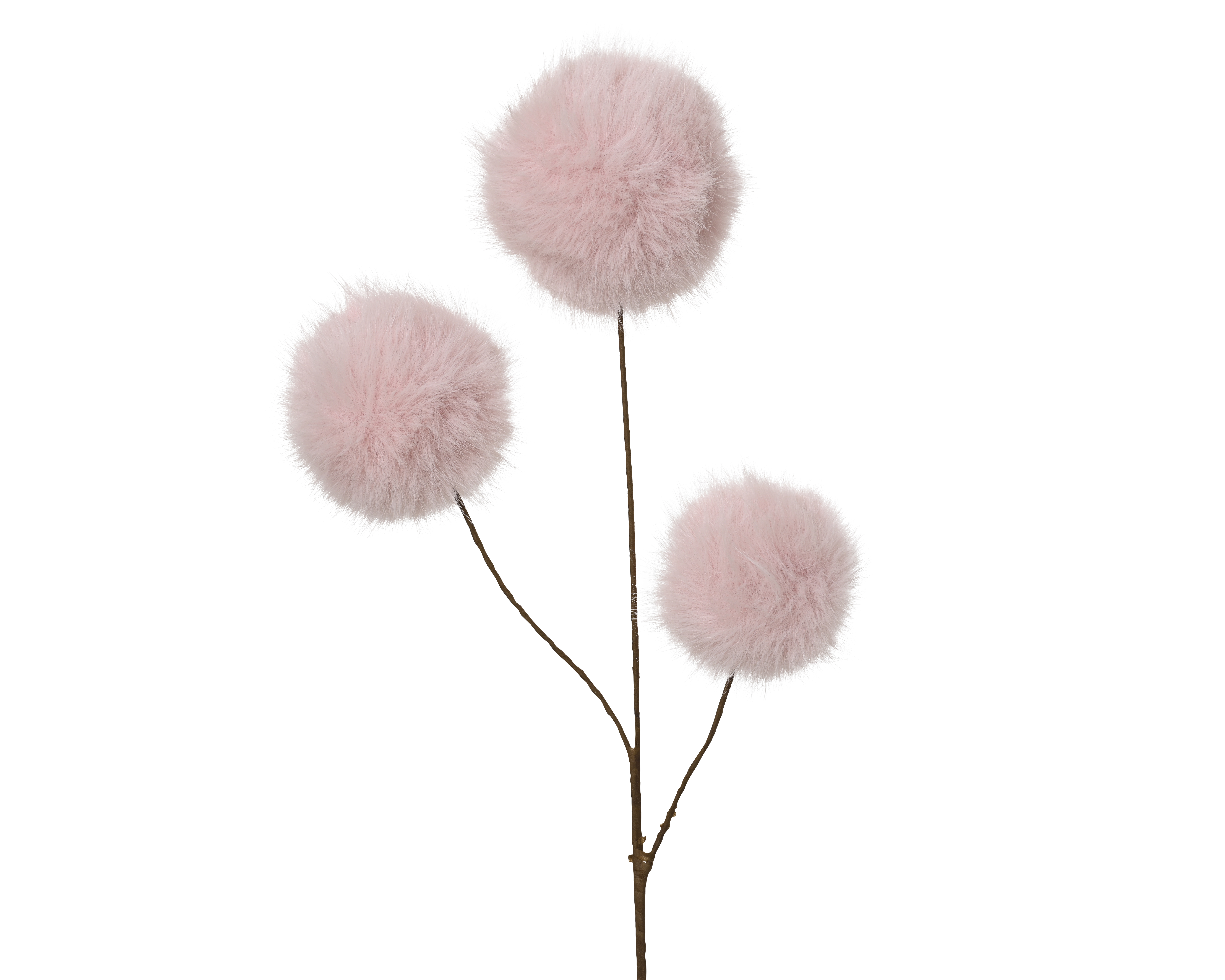 Branche décorative avec boules en fourrure synthétique DEKO