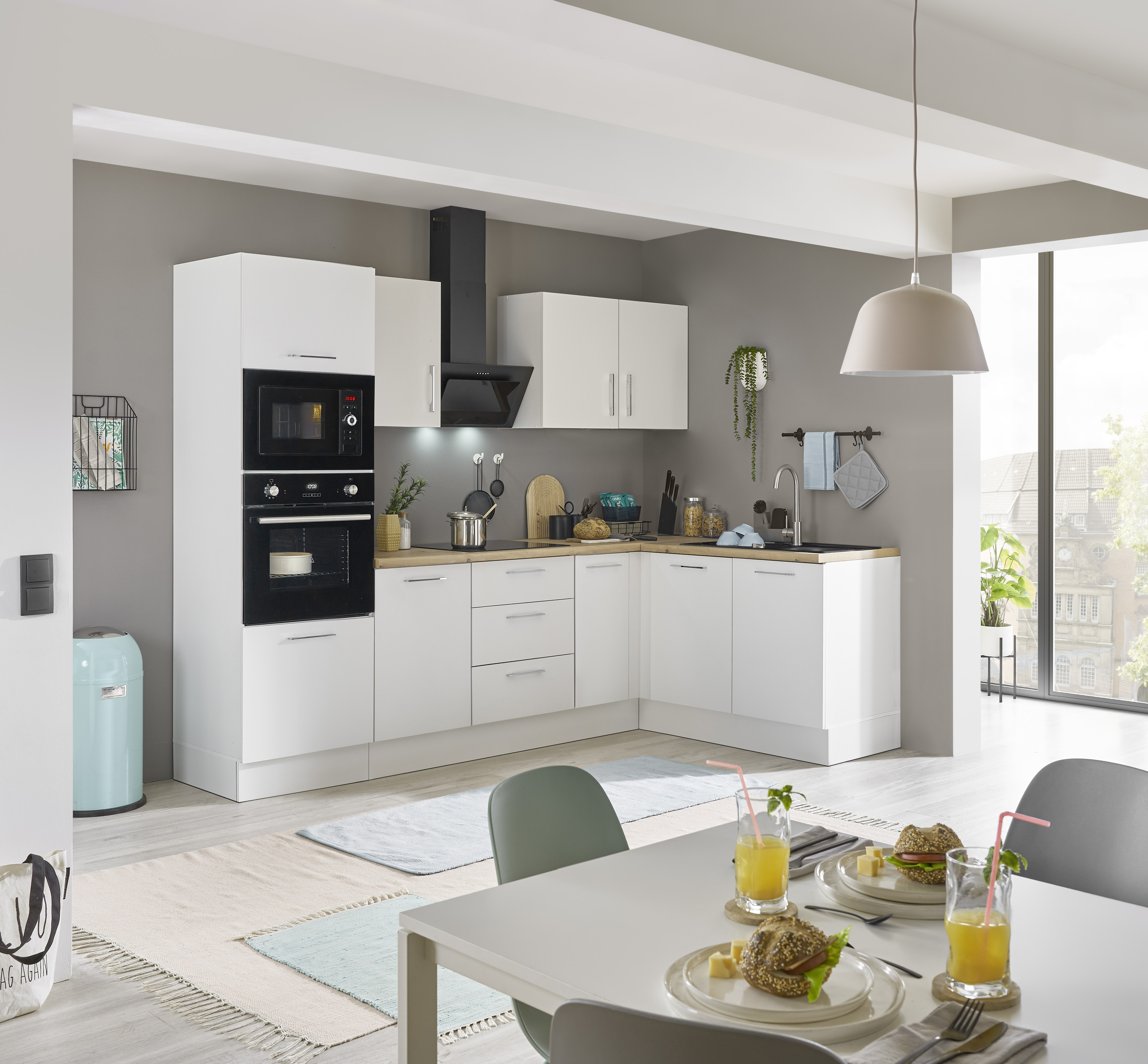 Küchenblock mit E-Geräten CORNWALL (Ecke-Backofen-Mikrowelle) II