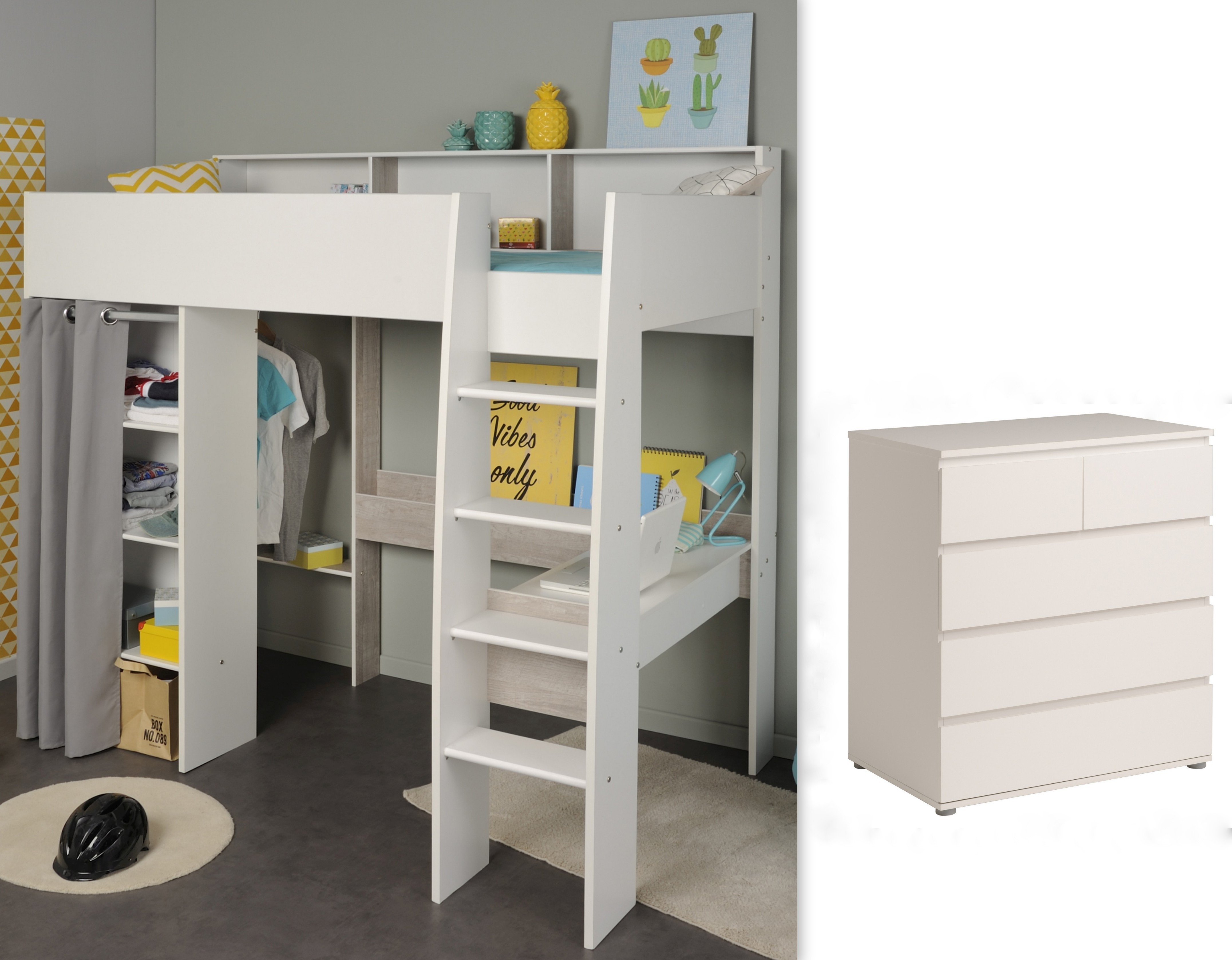Lit mezzanine avec commode TAYLOR 13