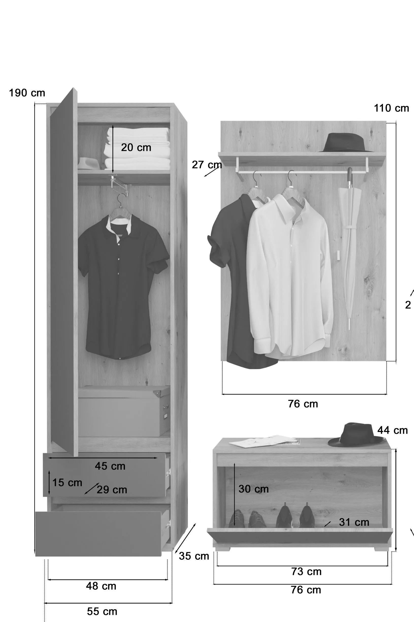Vestiaire combiné 3 éléments ADWA