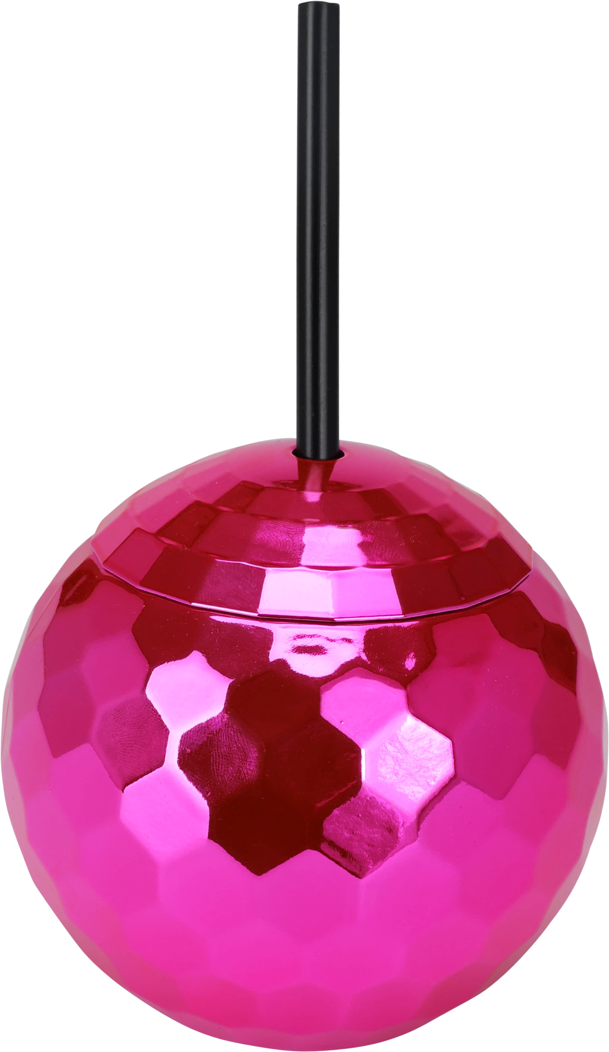 Verre avec couvercle et paille en forme de boule à facettes EH Verre avec couvercle et paille en forme de boule à facettes EH