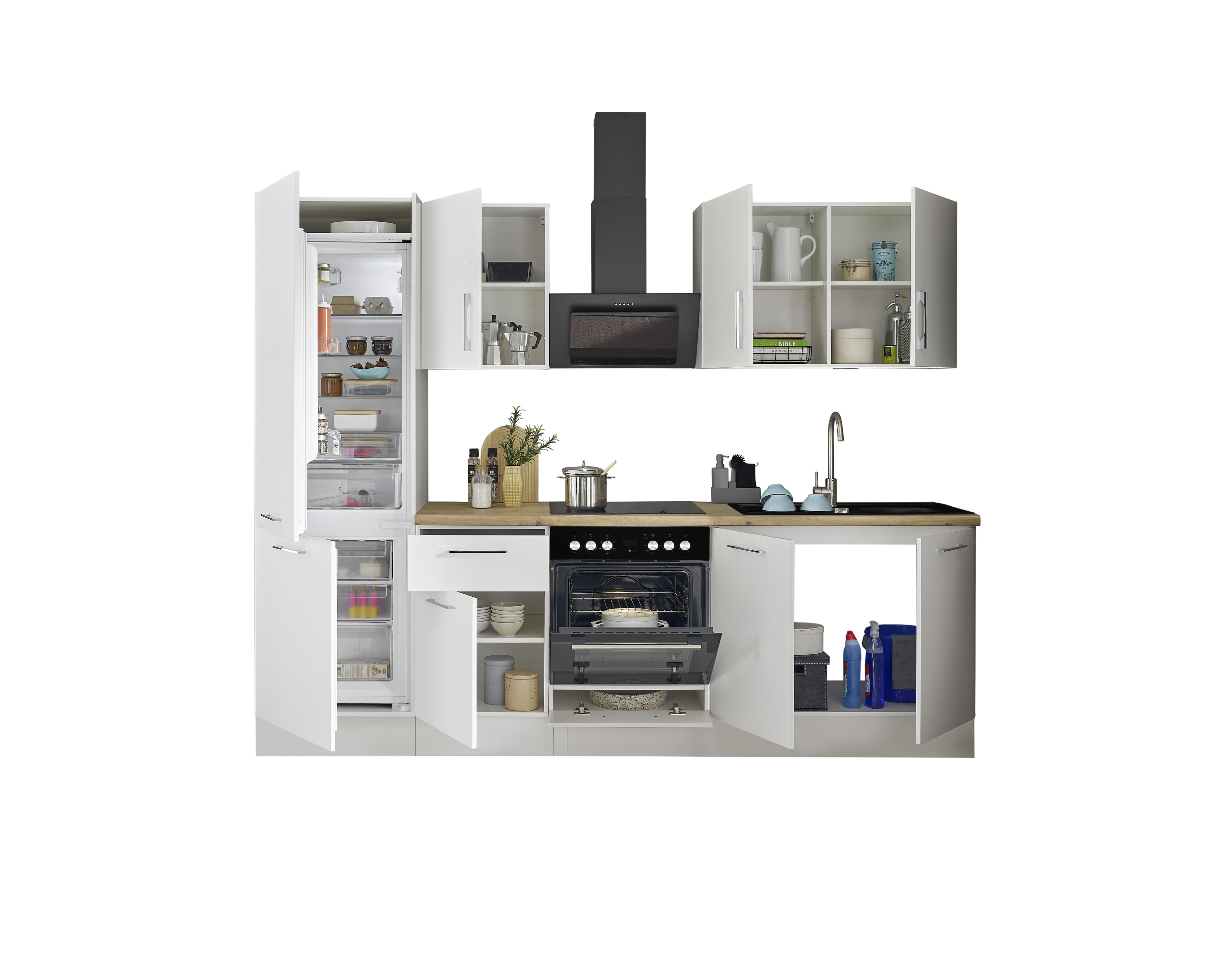 Küchenblock mit E-Geräten CORNWALL (Zeile-Kühlschrank) II