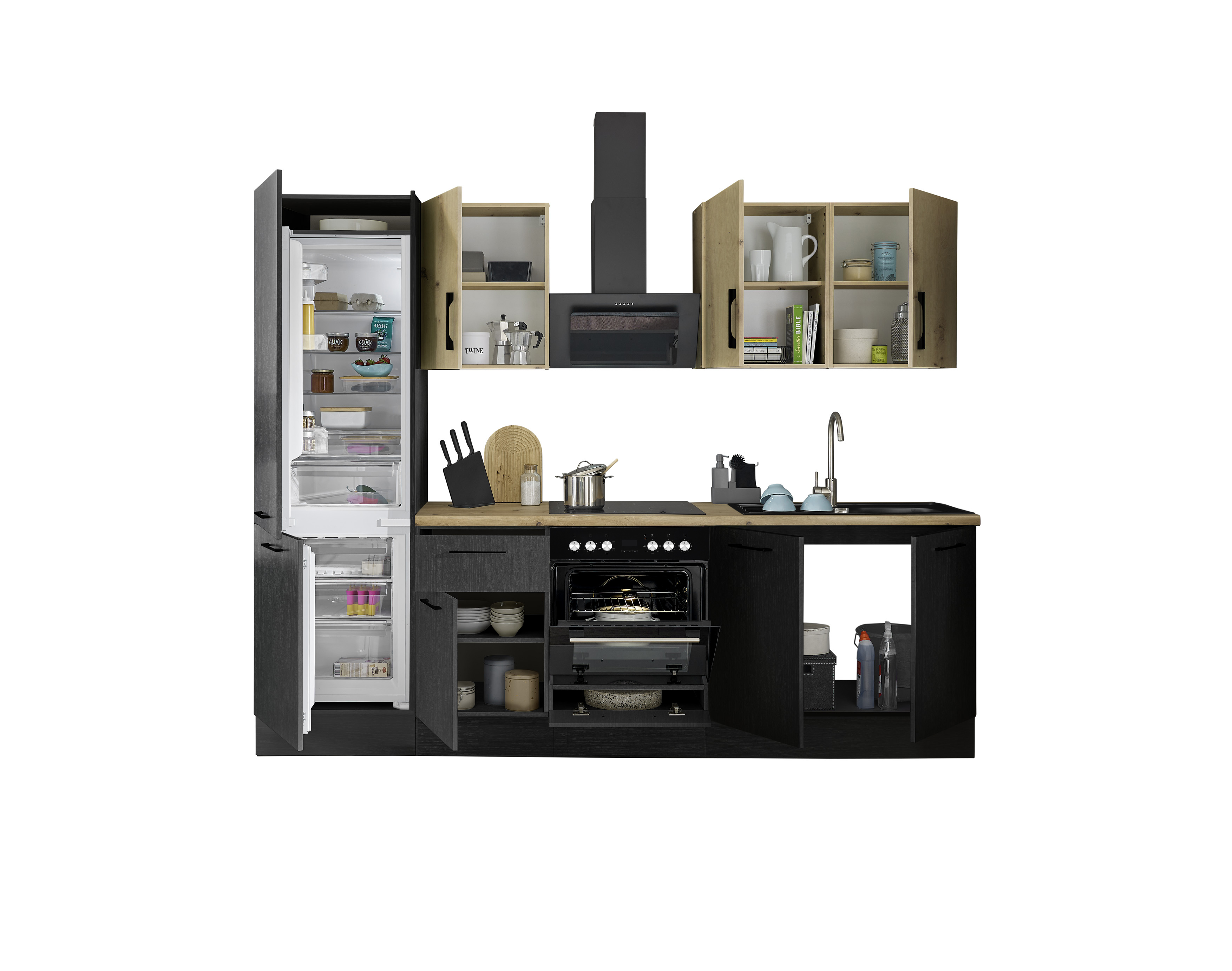 Küchenblock mit E-Geräten CORNWALL (Zeile-Kühlschrank) IV