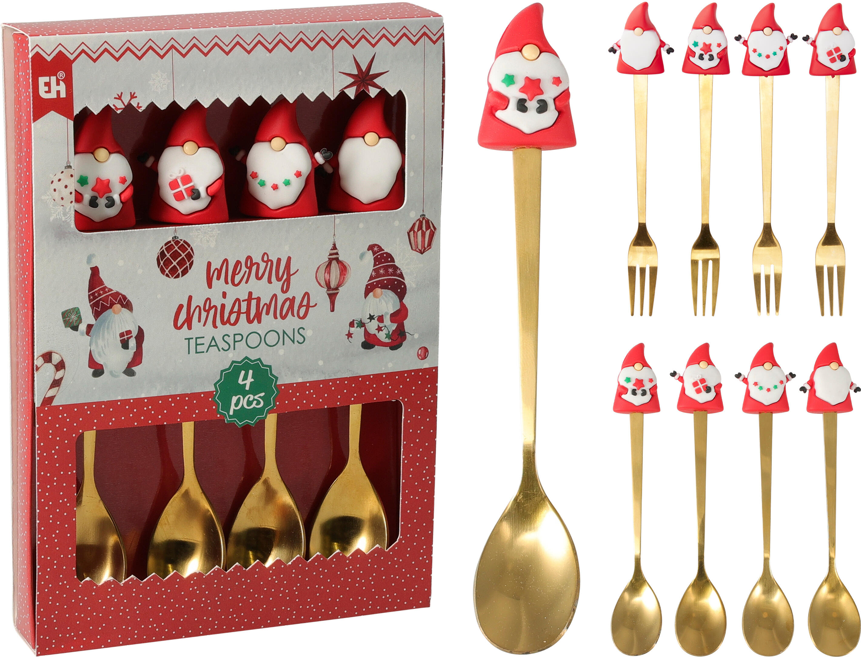 Dessertlöffel/Gabel Wichtel 4tlg. CHRISTMAS Dessertlöffel/Gabel Wichtel 4tlg. CHRISTMAS