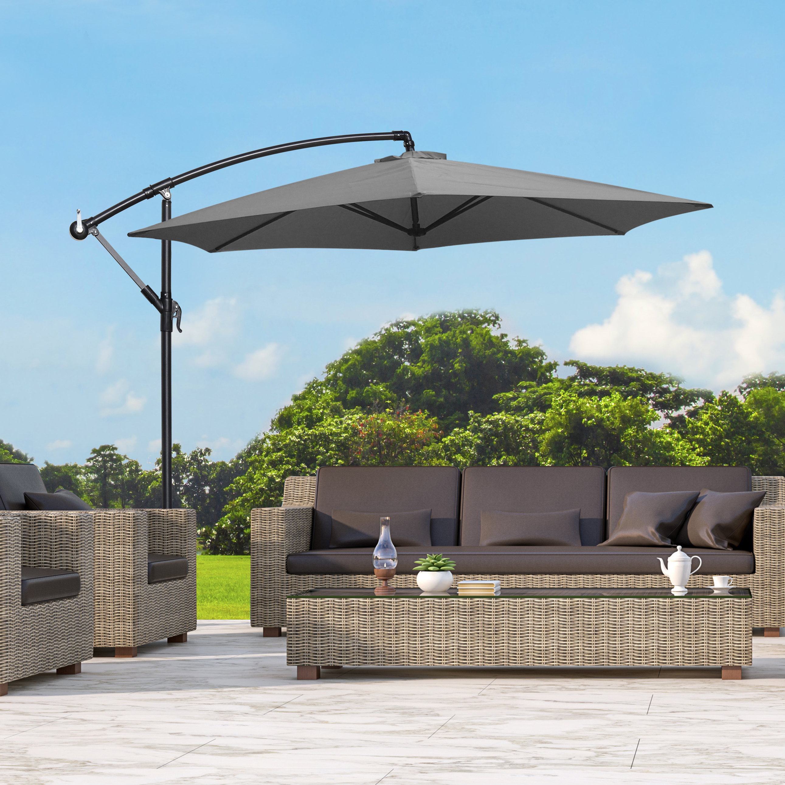 Parasol déporté en aluminium rond 300cm BENZ