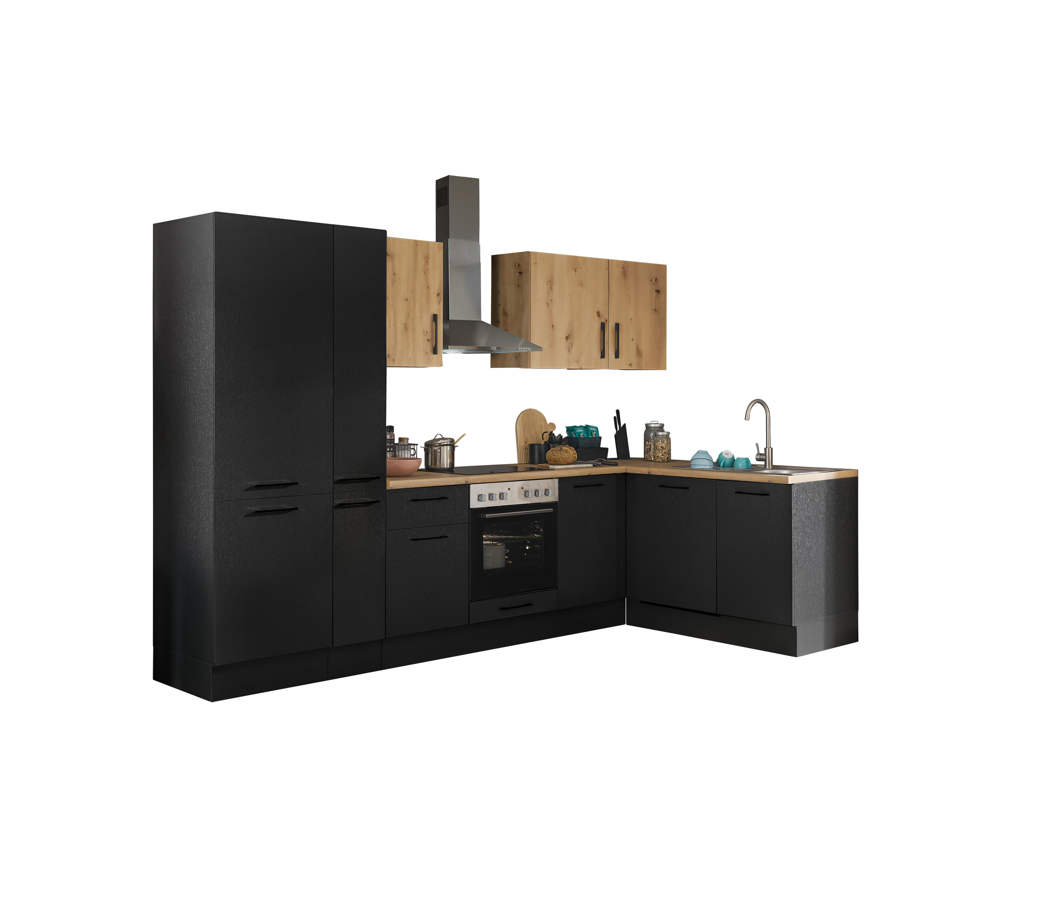 Bloc cuisine avec électroménager CORNWALL (cuisine d'angle-lave-vaisselle-réfrigérateur-armoire coulissante) III Bloc cuisine avec électroménager CORNWALL (cuisine d'angle-lave-vaisselle-réfrigérateur-armoire coulissante) III